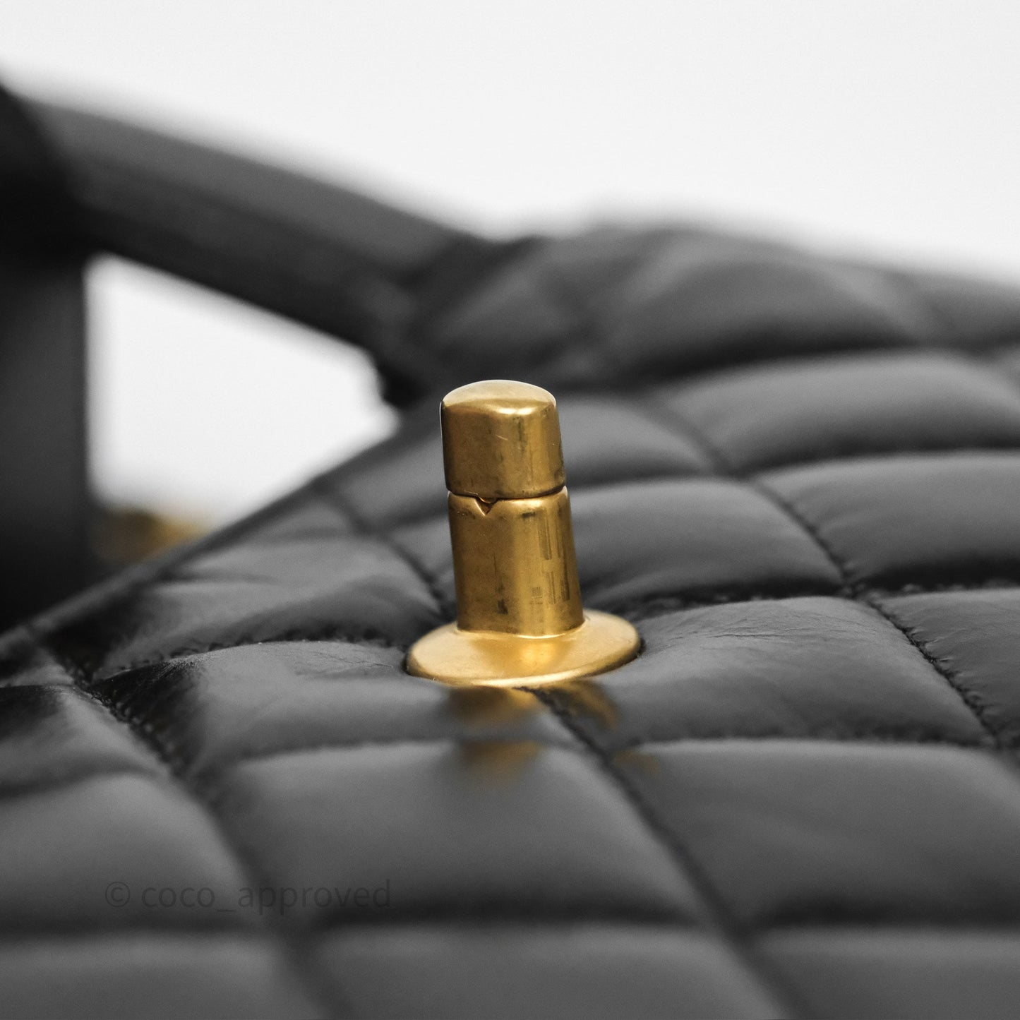 Chanel Kelly Bag Quilted Black Shiny Crumpled Calfskin Aged Gold Hardware
