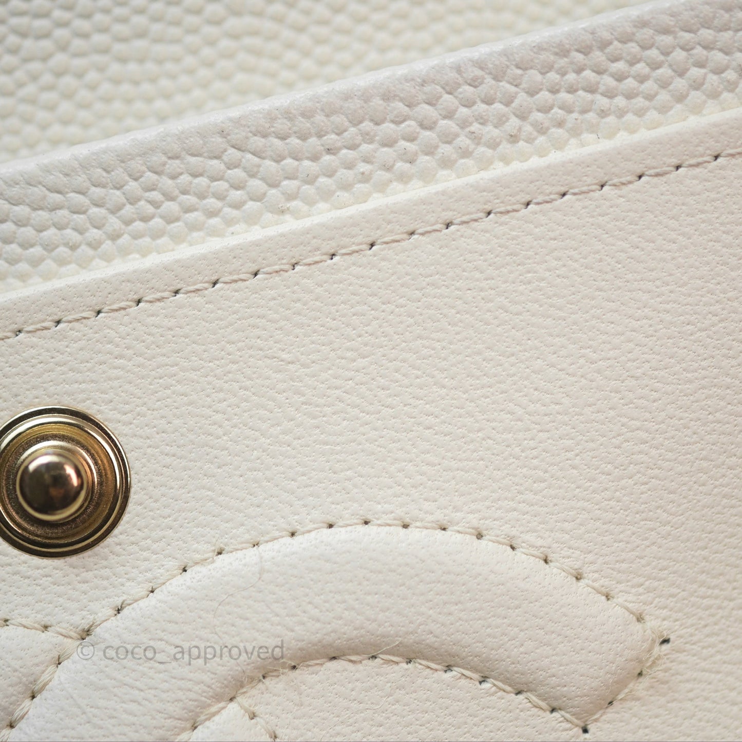 Chanel M/L Medium Classic Flap Quilted White Caviar Gold Hardware