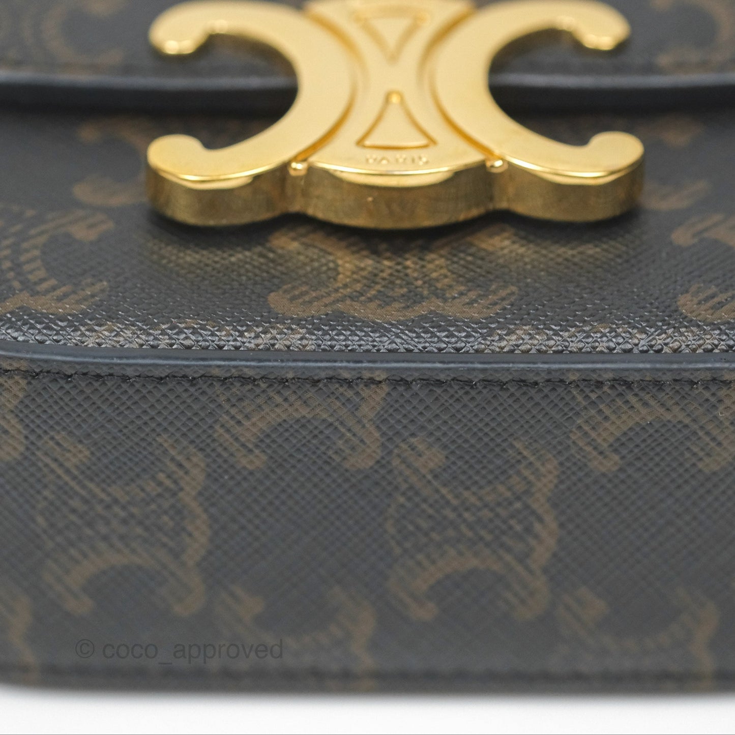 Celine Mini Triomphe Tan Canvas Calfskin