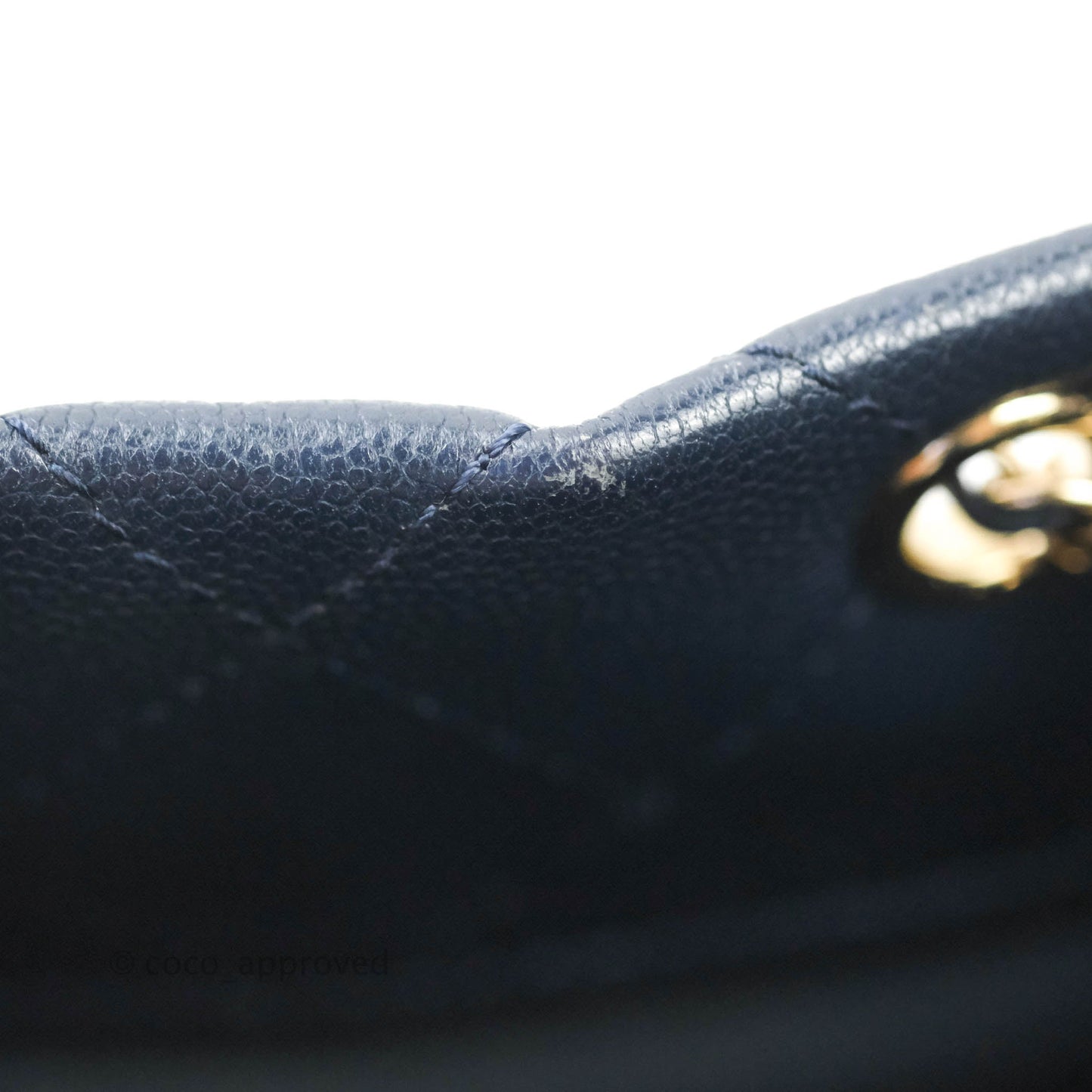 Chanel Caviar Quilted Rolled Up Bucket Drawstring Bag Navy Gold Hardware