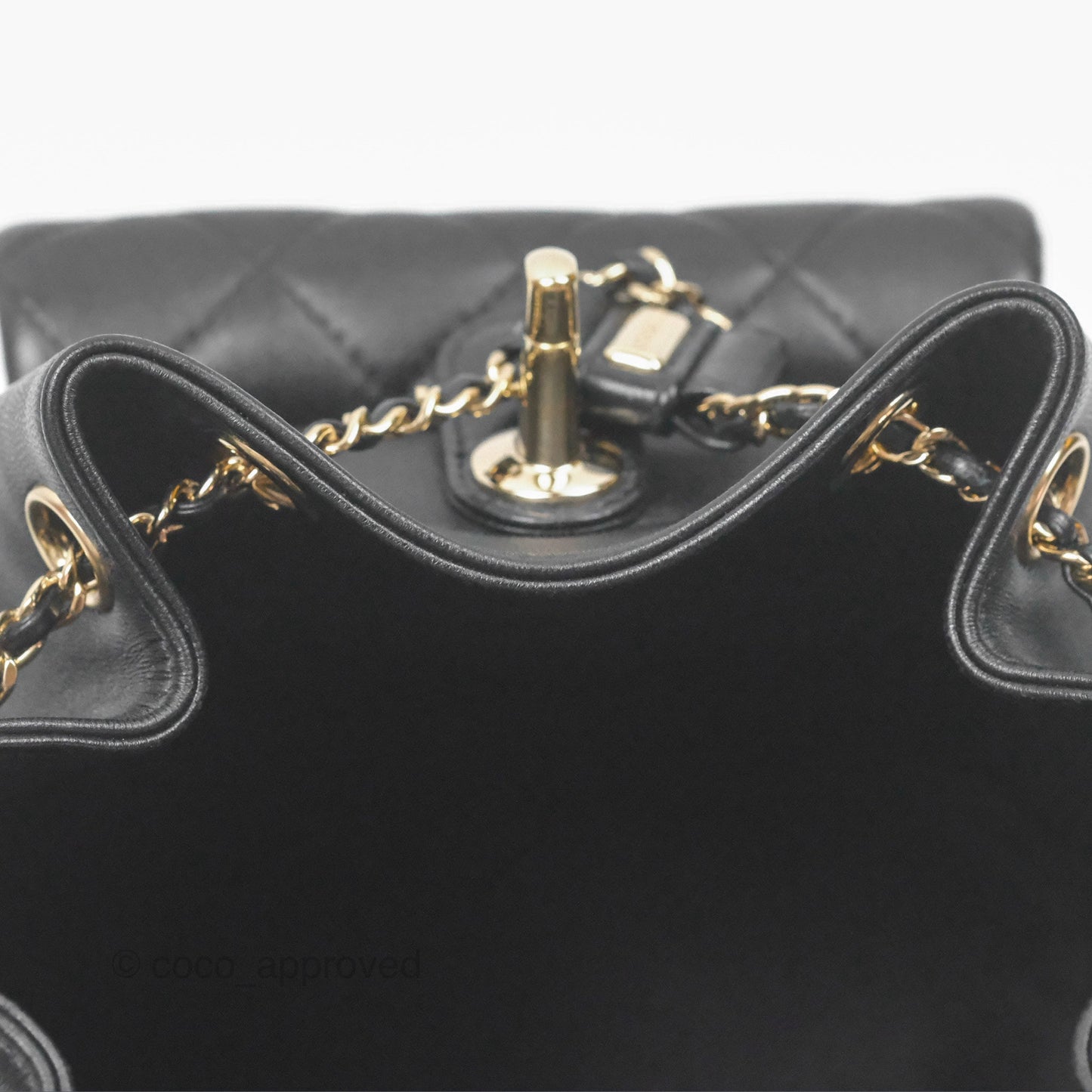 Chanel Quilted Small Duma Drawstring Backpack Black Lambskin