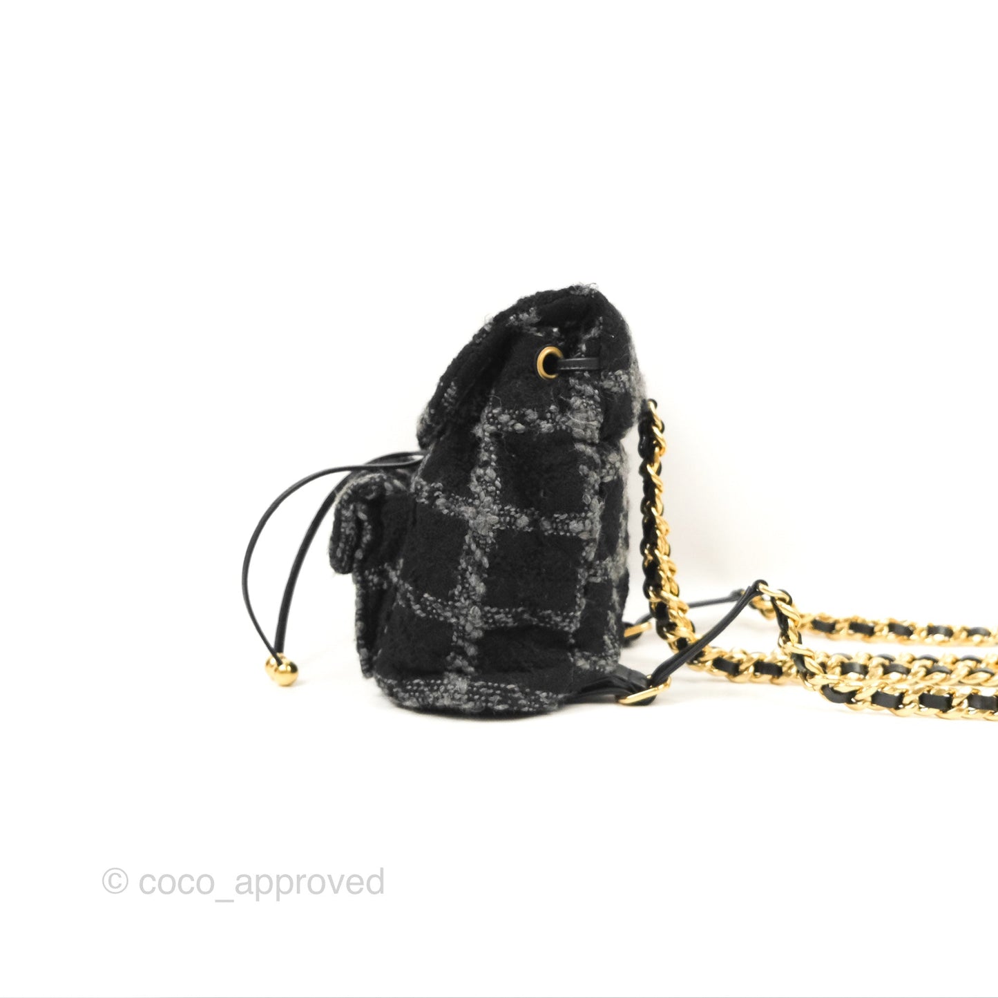 Chanel Duma Backpack Black Tweed Gold Hardware 22K