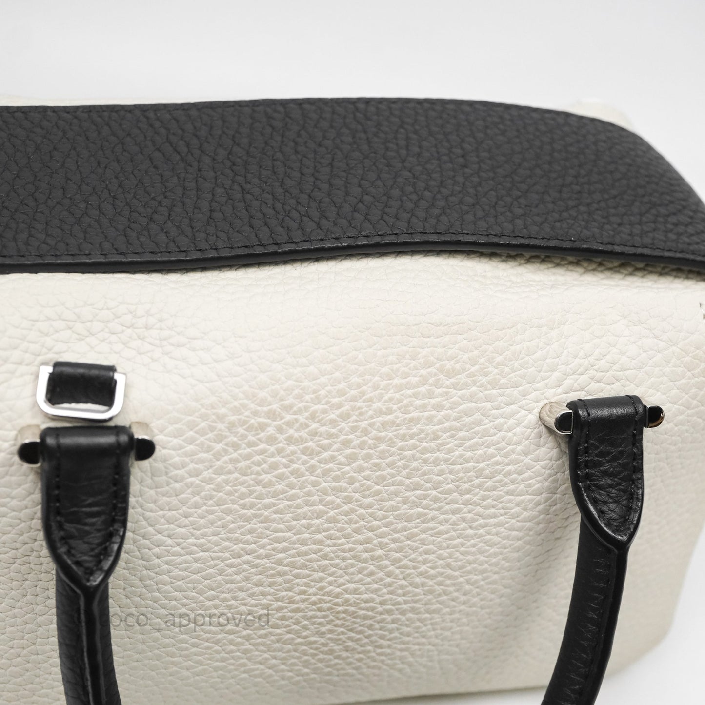 Delvaux Cool Box Mini Taurillon Soft Grained White/Black Calfskin Silver Hardware