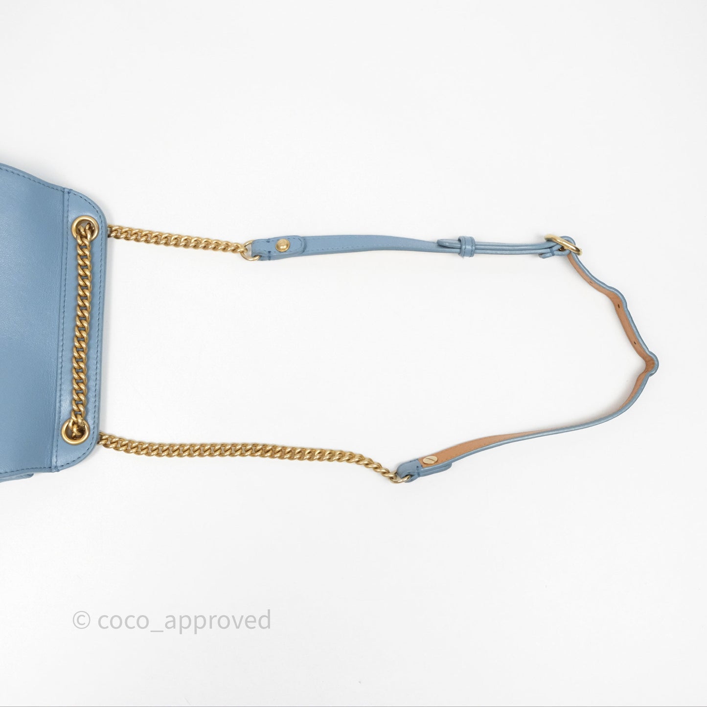Chanel Curved Flap Bag Blue Lambskin Aged Gold Hardware