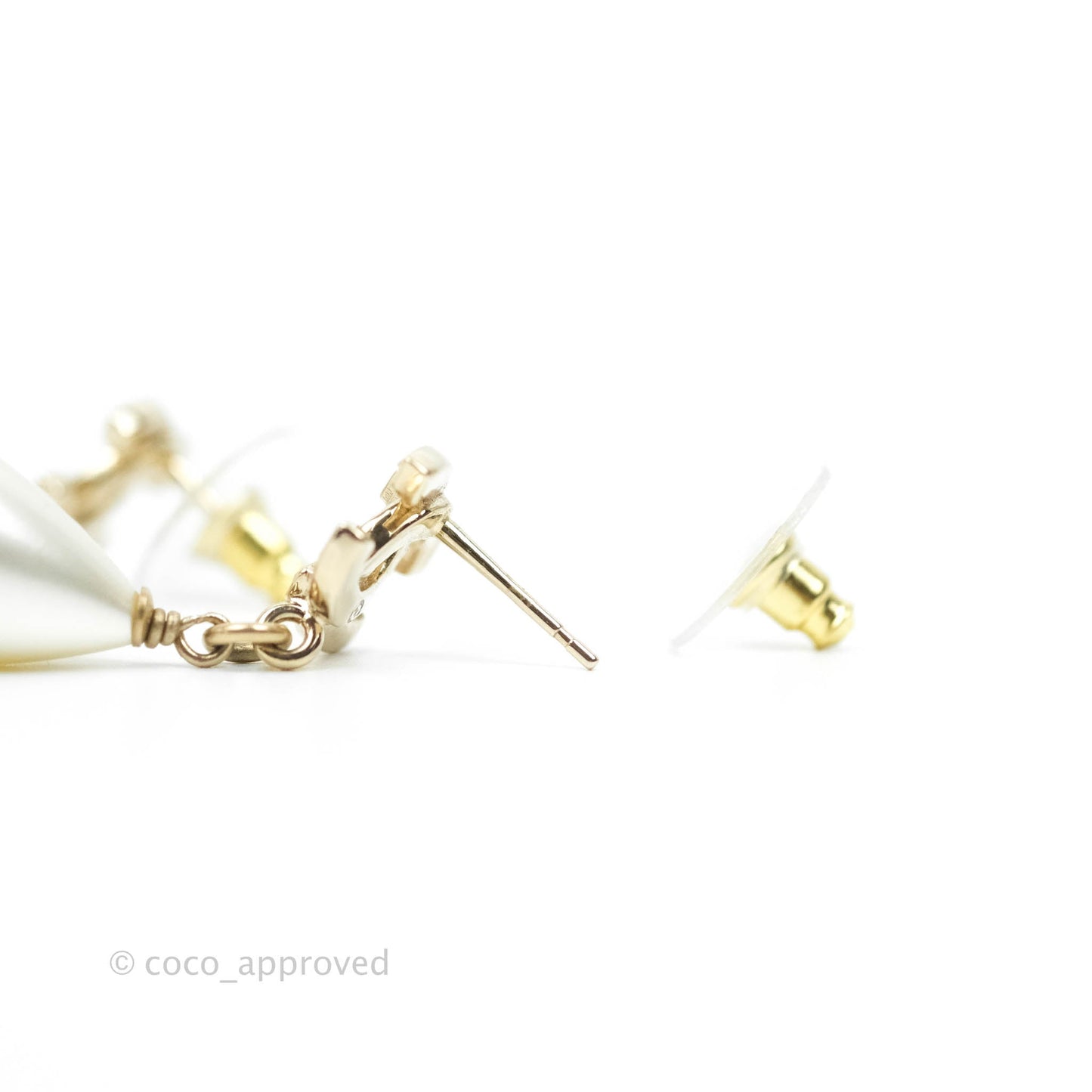 Chanel CC Rhinestone Drop Earrings Gold Tone 21A