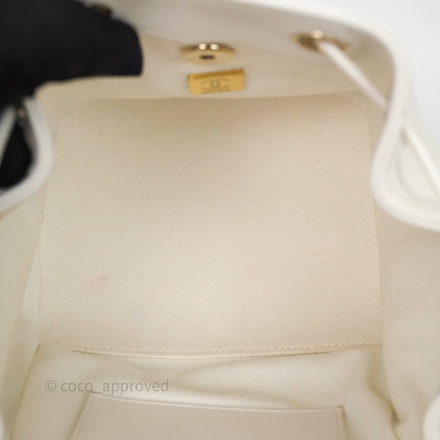 Chanel Quilted Business Affinity Backpack Ivory White Caviar Gold Hardware