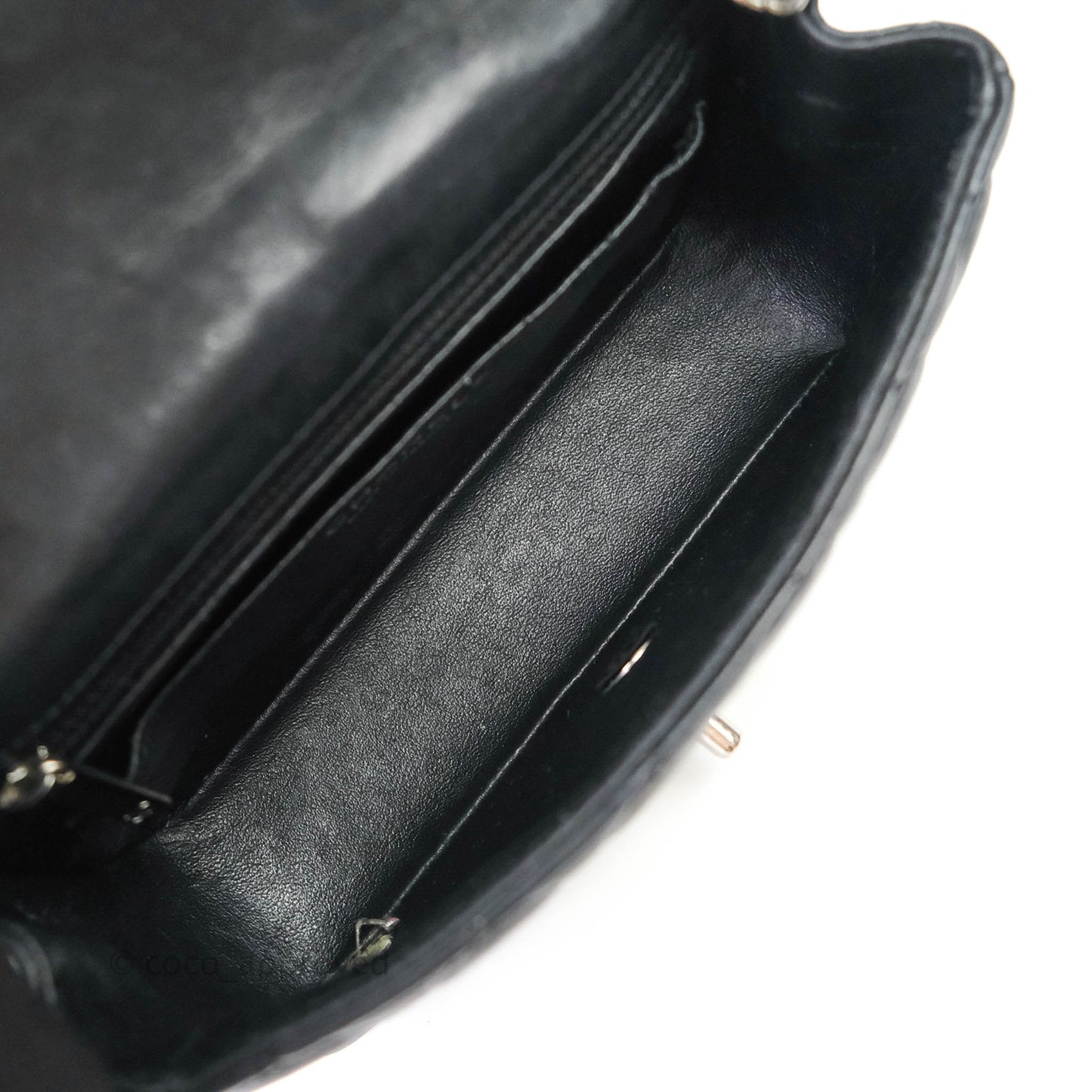 Chanel Classic Quilted Mini Rectangular Flap Black Lambskin Silver Hardware