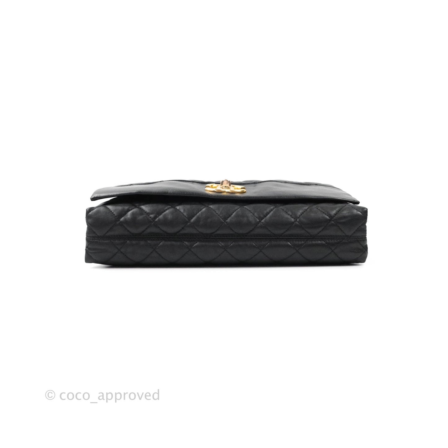 Chanel Soft Elegance Flap Bag Calfskin Black Aged Gold Hardware 14K