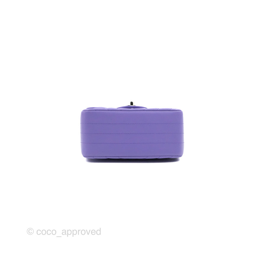 Chanel Mini Square Chevron Purple Lambskin Gold Hardware