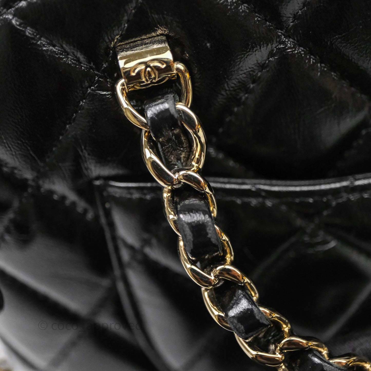 Chanel Handle Clutch with Chain Black Shiny Lambskin Gold Hardware