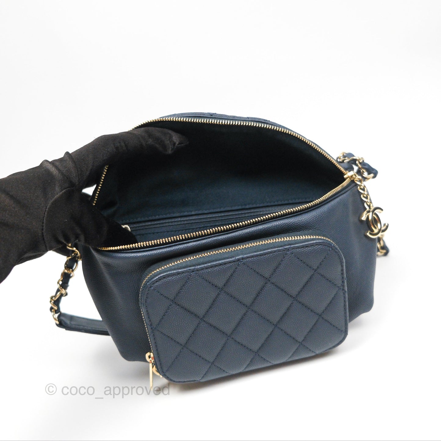 Chanel Business Affinity Waist Belt Bag Navy Caviar Gold Hardware