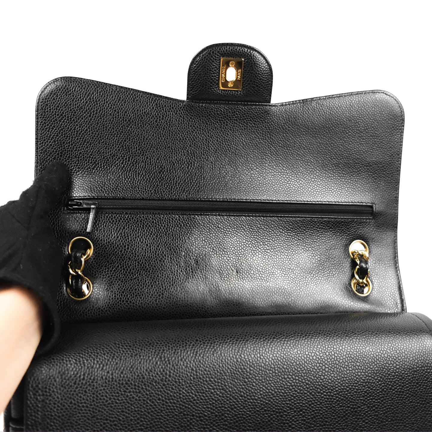 Chanel Jumbo Double Flap Black Caviar Gold Hardware⁣⁣