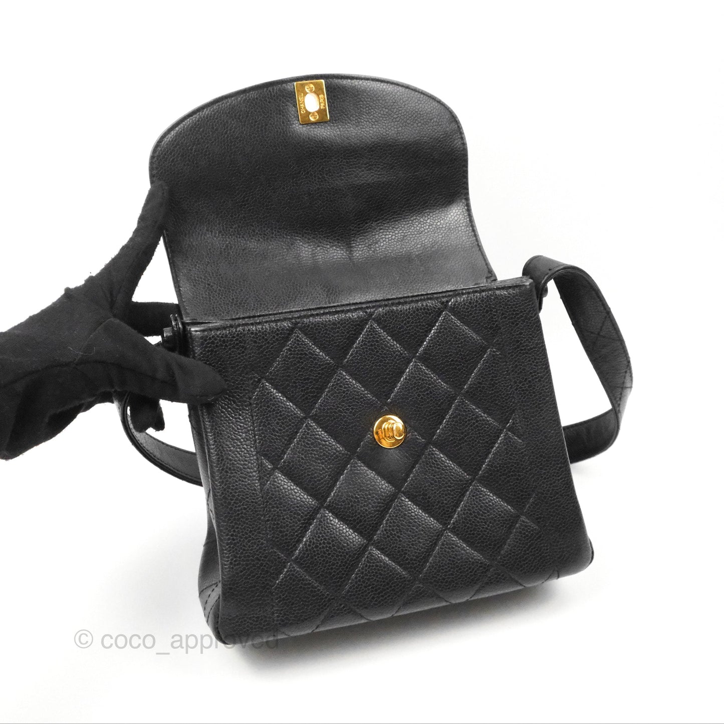 Chanel Shoulder Vintage Black Caviar 24K Gold Hardware