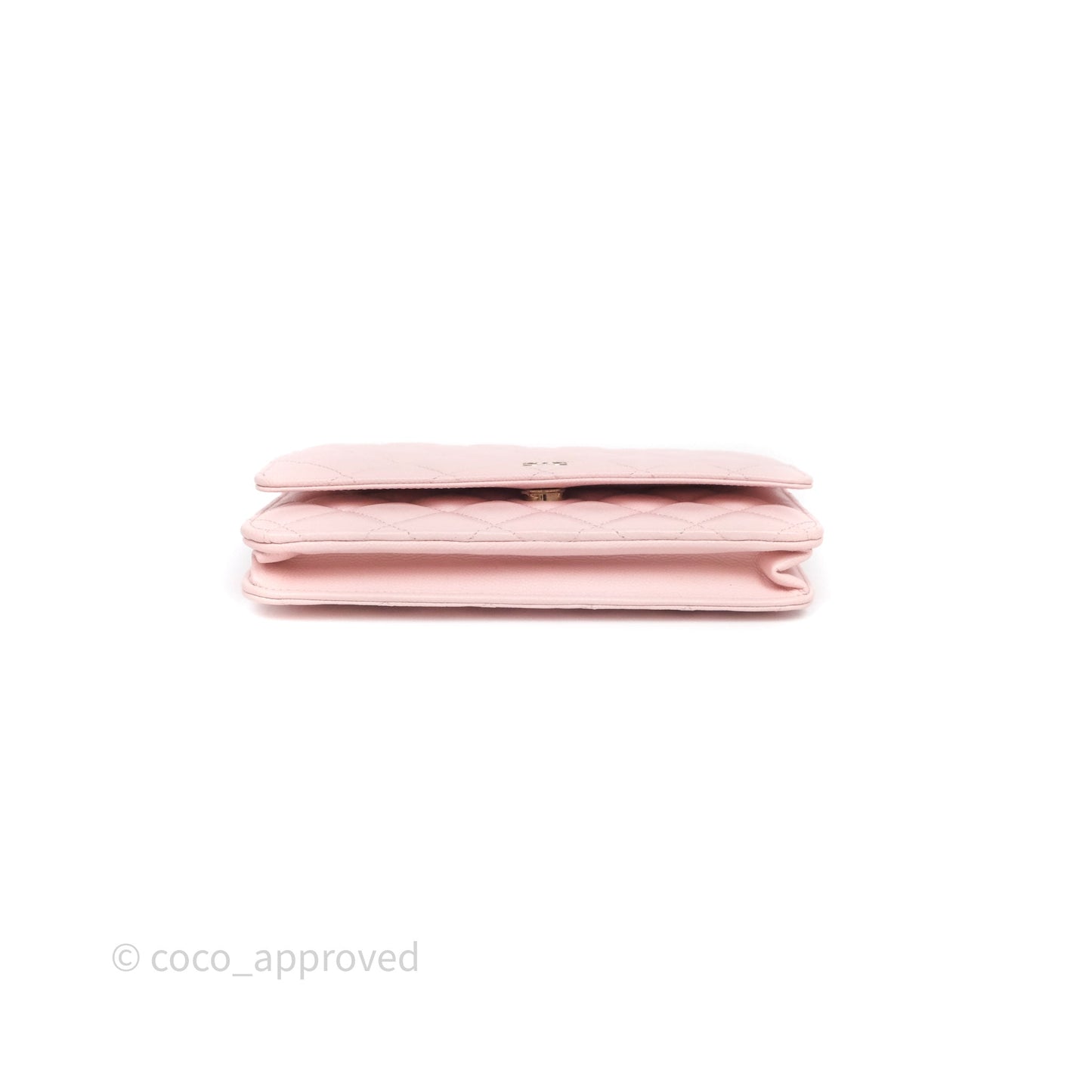 Chanel Classic Quilted Wallet on Chain WOC Light Pink Caviar Gold Hardware