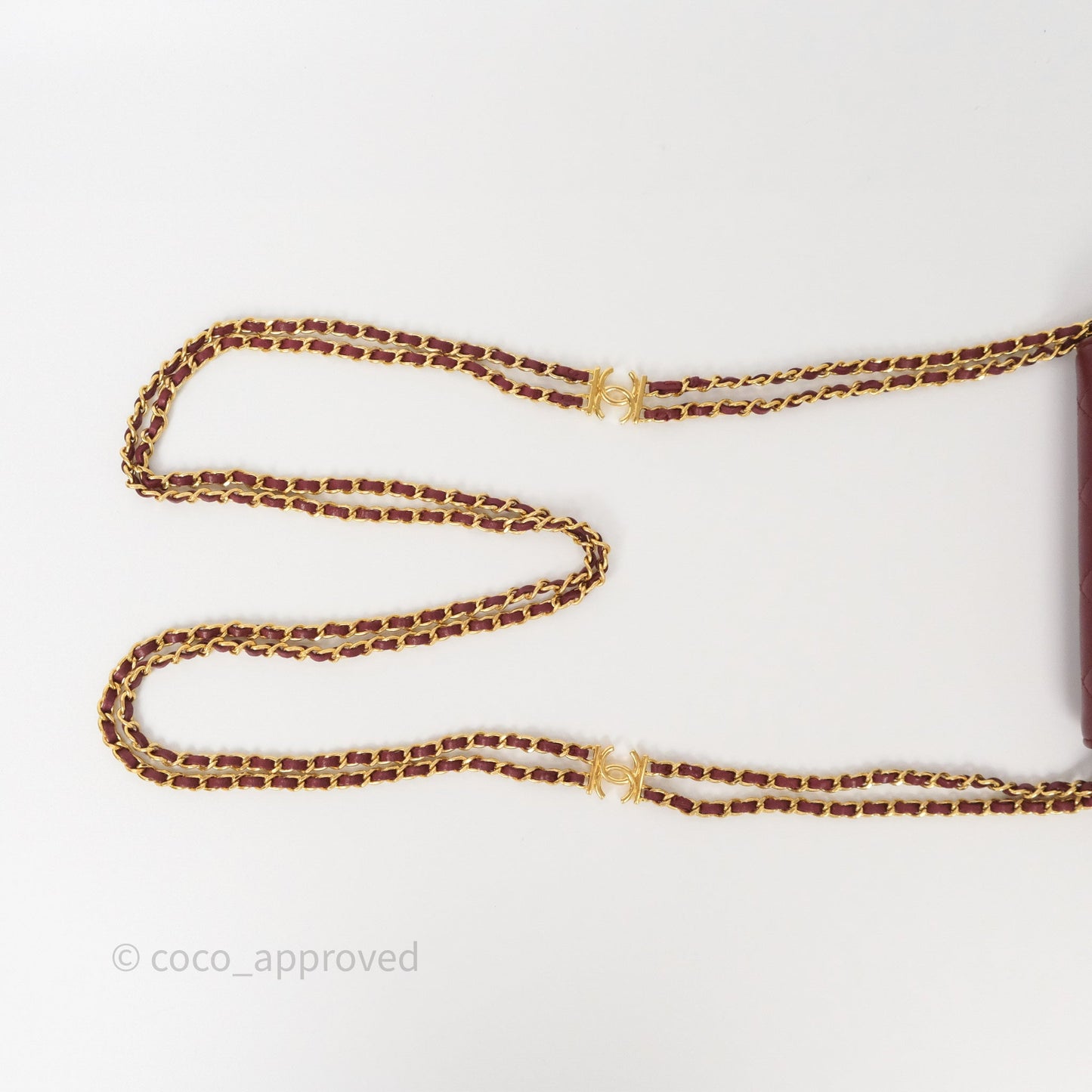 Chanel Mini WOC with CC Chain Burgundy Lambskin Gold Hardware 22K