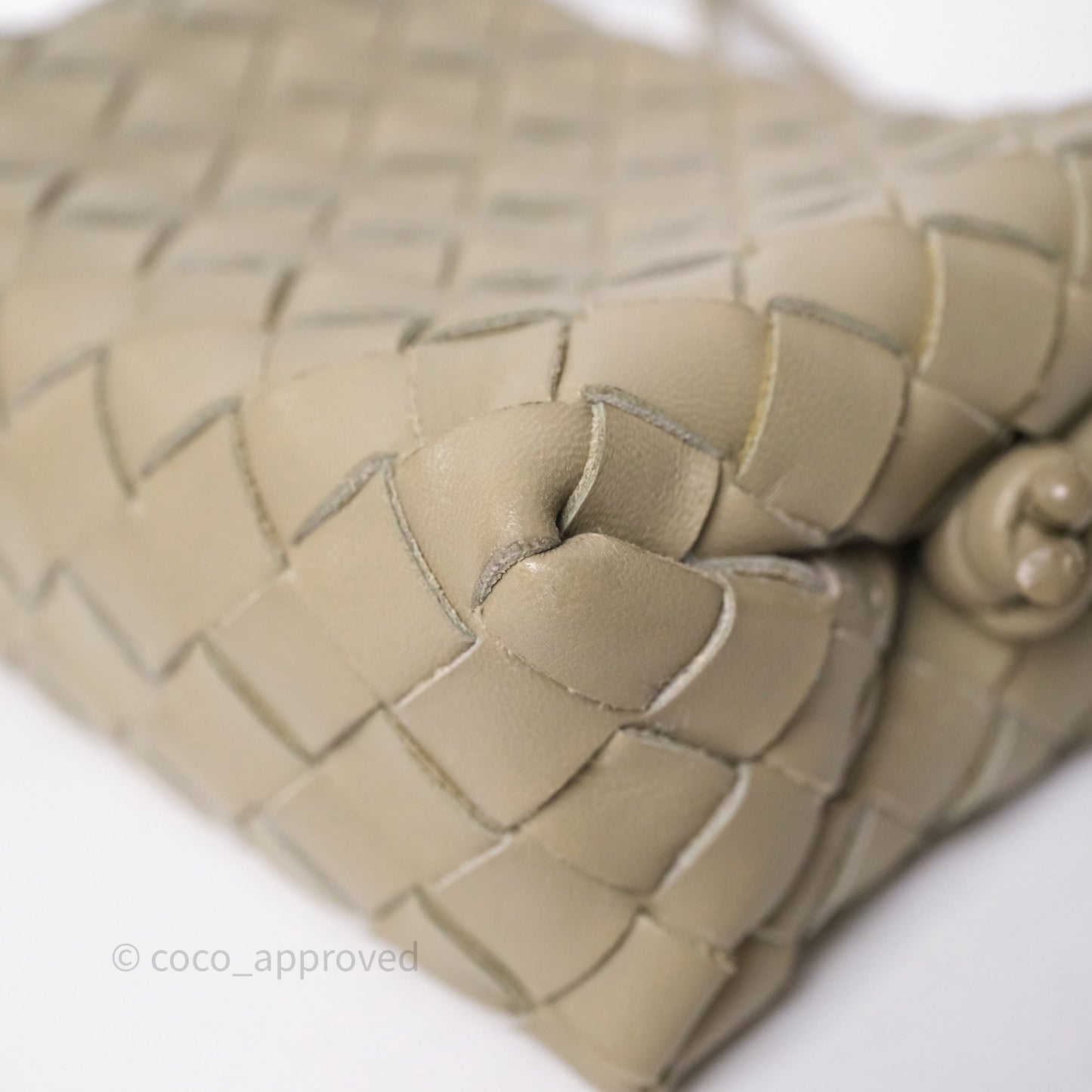 Bottega Veneta Mini Loop Camera Bag Intrecciato Lambskin Travertine