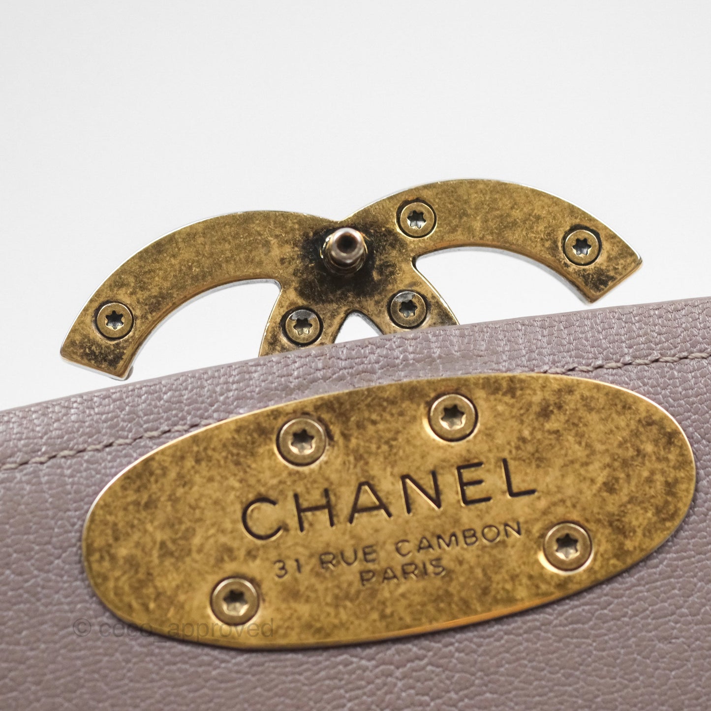 Chanel Coco Curve Flap Burnished Lilac Grey Calfskin Goatskin Antique Gold Hardware