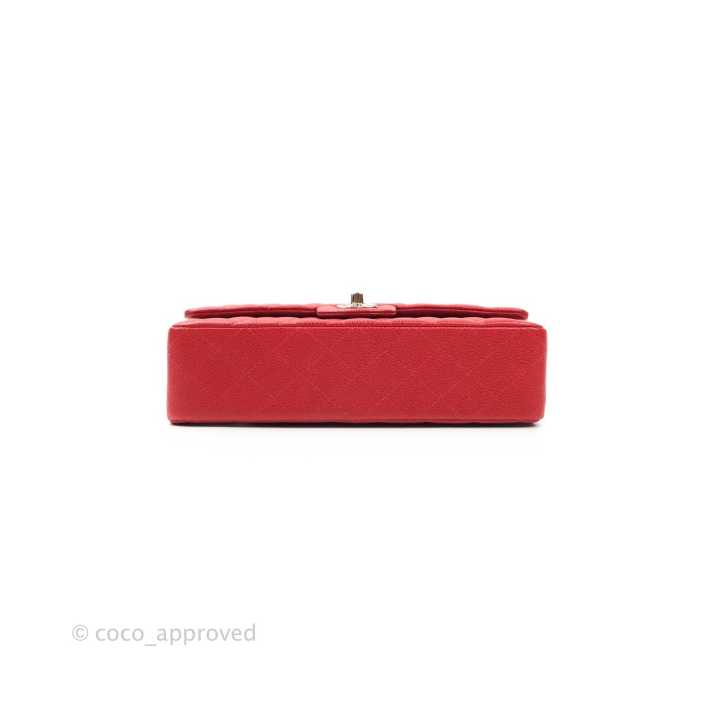 Chanel Classic M/L Medium Double Flap Red Caviar Silver Hardware