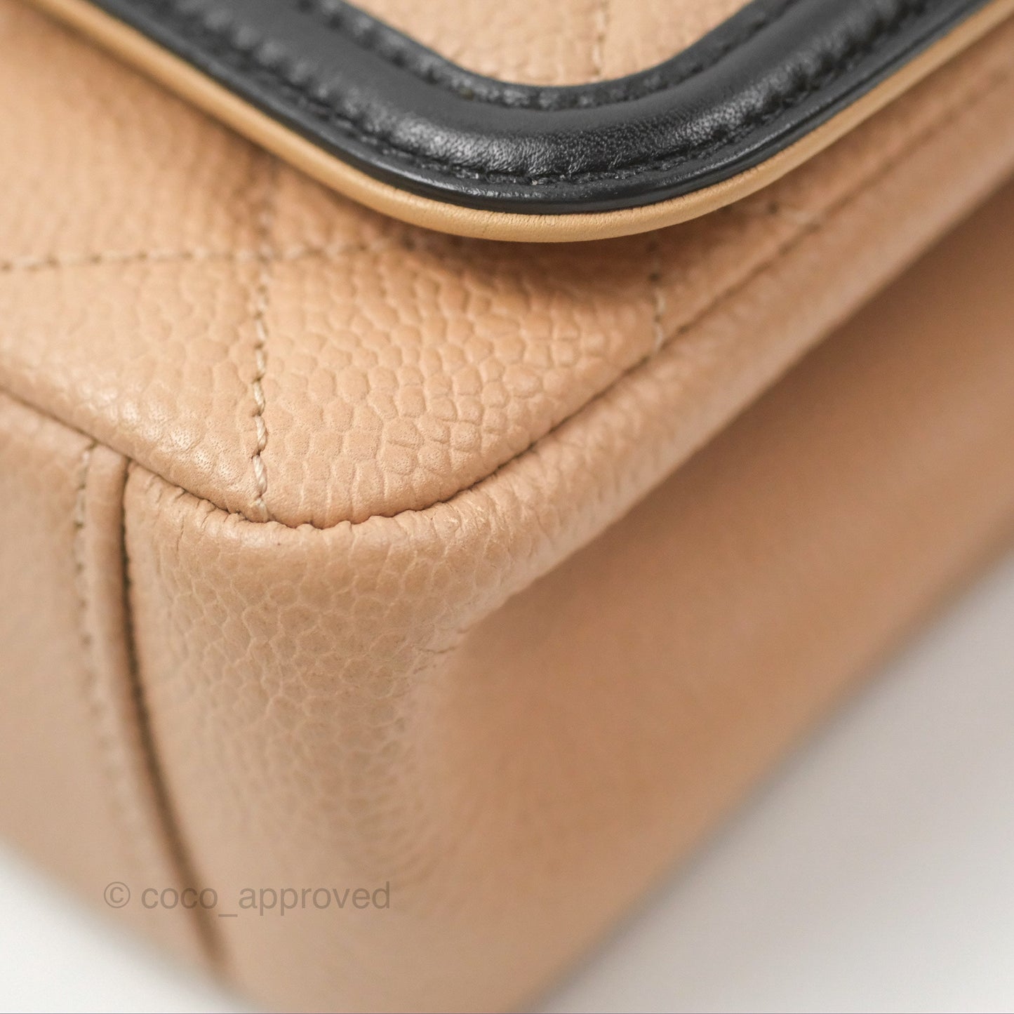 Chanel Quilted Small CC Filigree Flap Beige Black Caviar