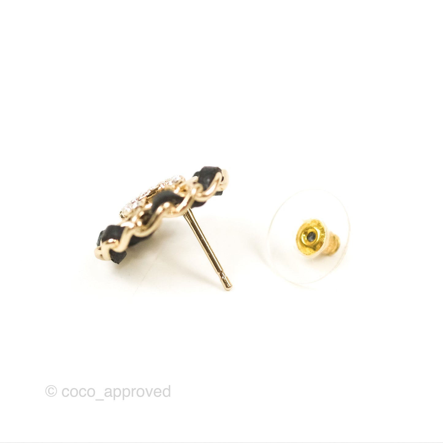 Chanel CC Crystal Woven Round Earrings Gold Tone 22S