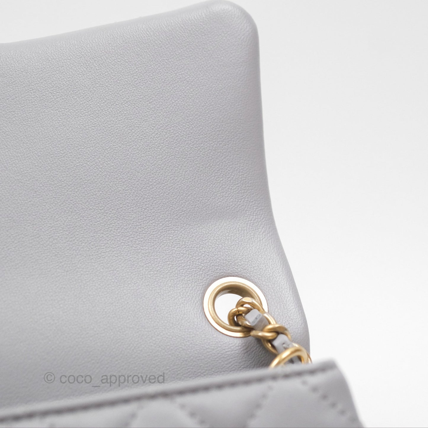 Chanel Mini Rectangular Pearl Crush Grey Lambskin Aged Gold Hardware