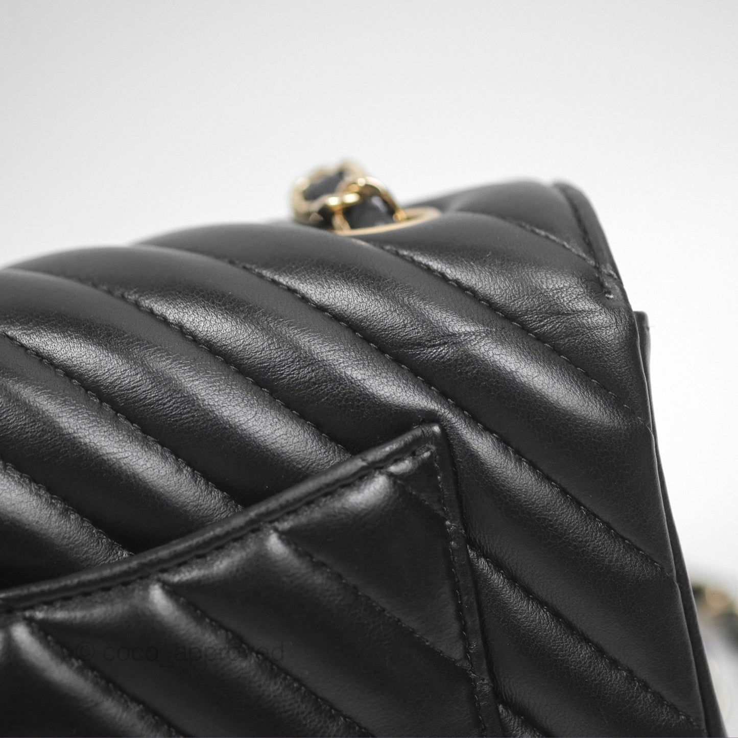 Chanel Mini Rectangular Flap Chevron Black Lambskin Gold Hardware