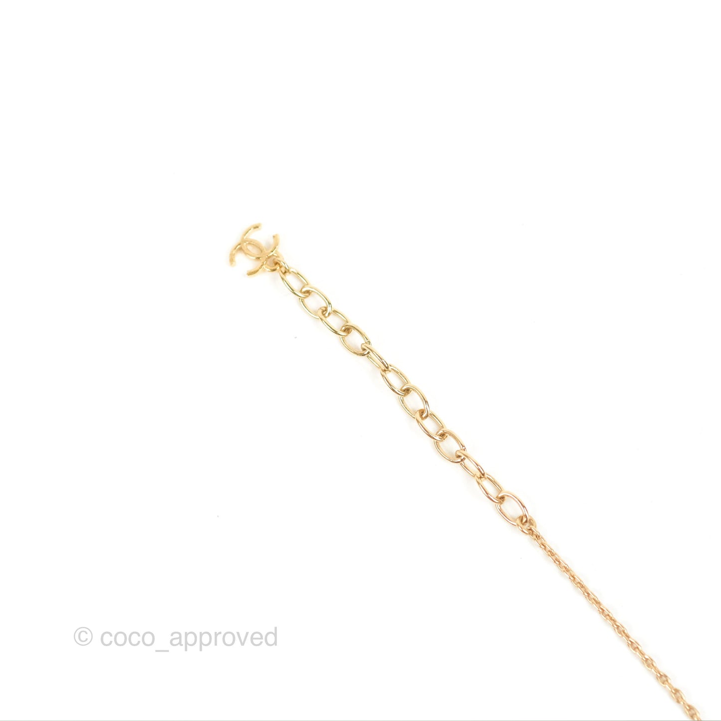 Chanel CC Chain Black Round Pendant Necklace Gold Tone 22A