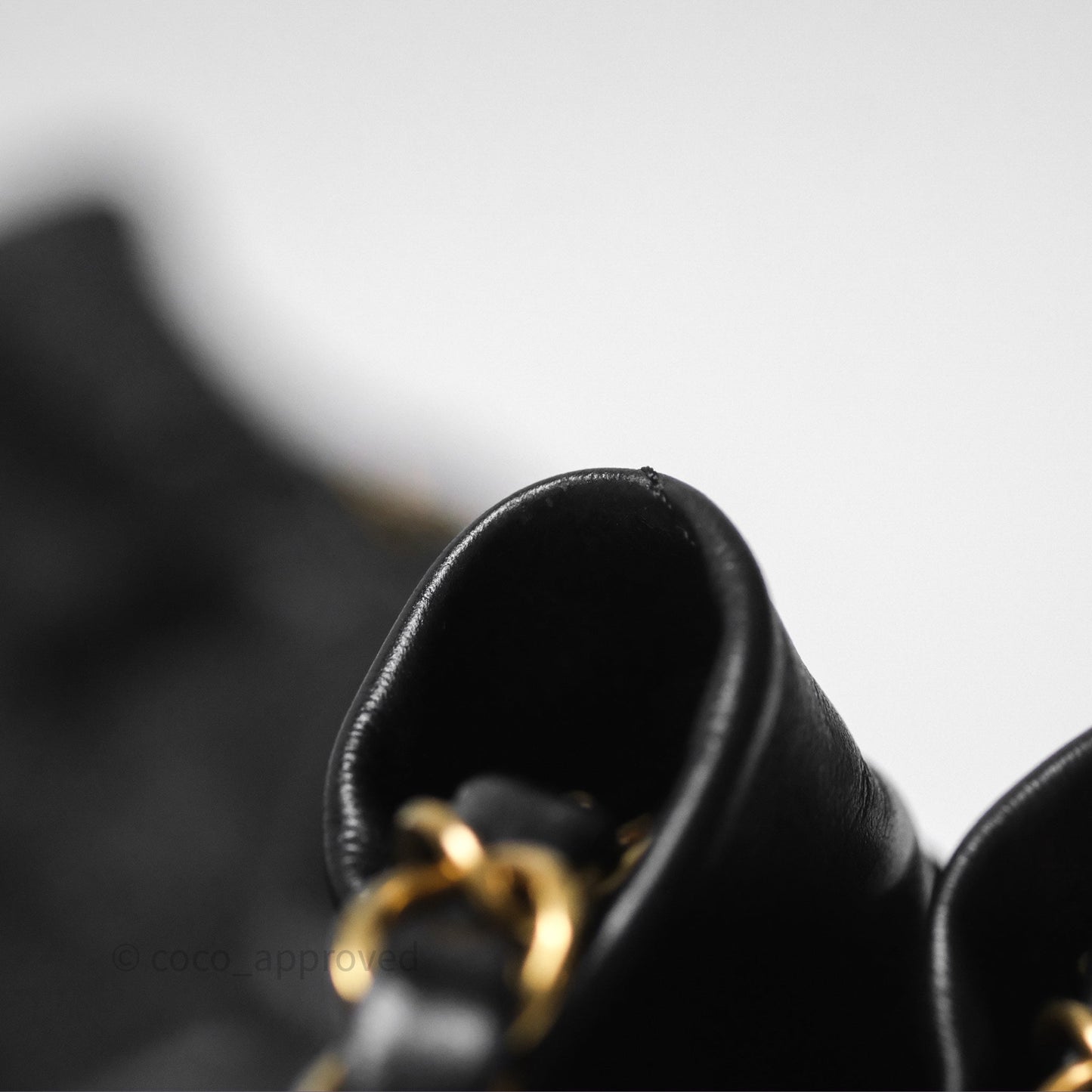 Chanel 22 Small Black Shiny Calfskin Aged Gold Hardware