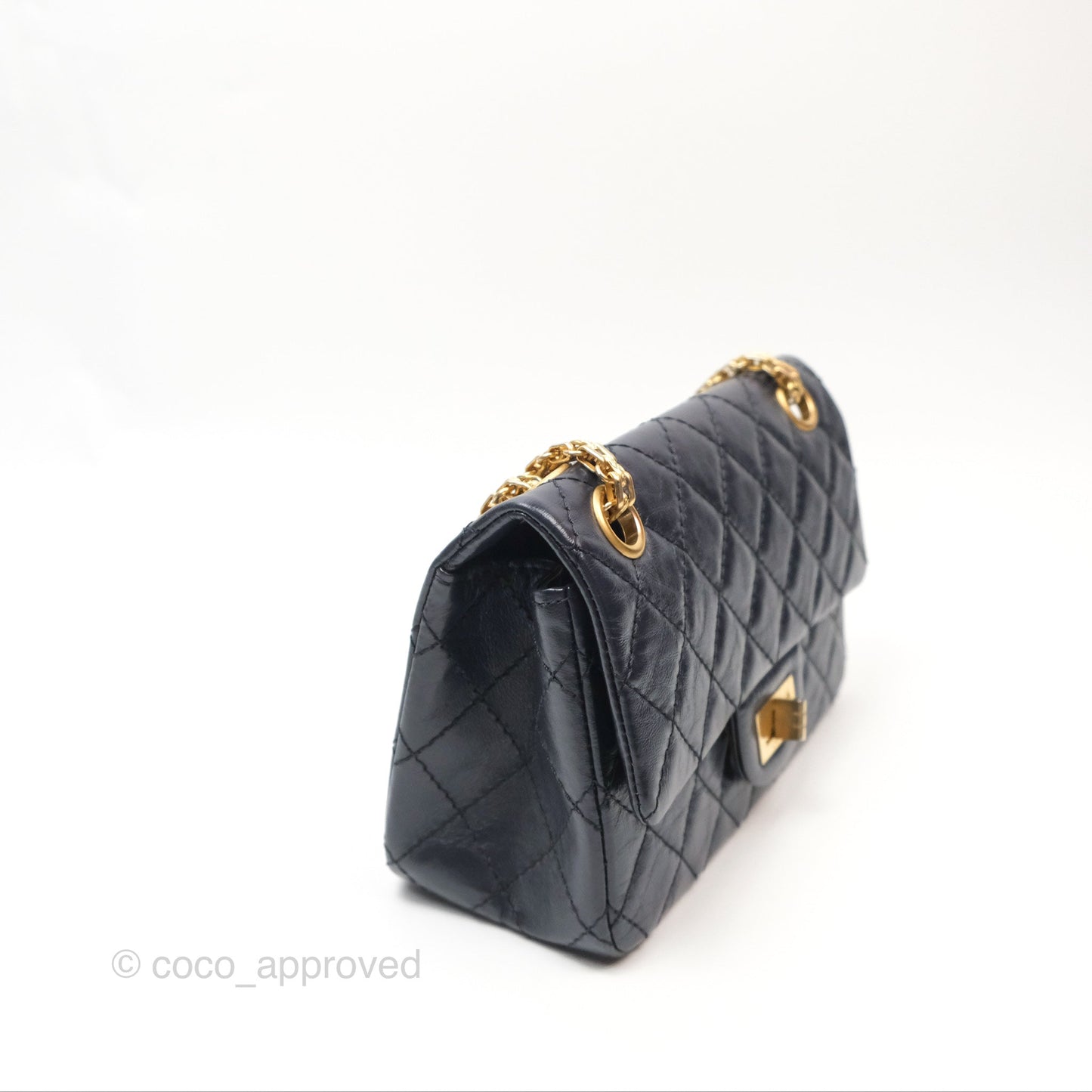 Chanel Mini Reissue 224 Navy Aged Calfskin Aged Gold Hardware