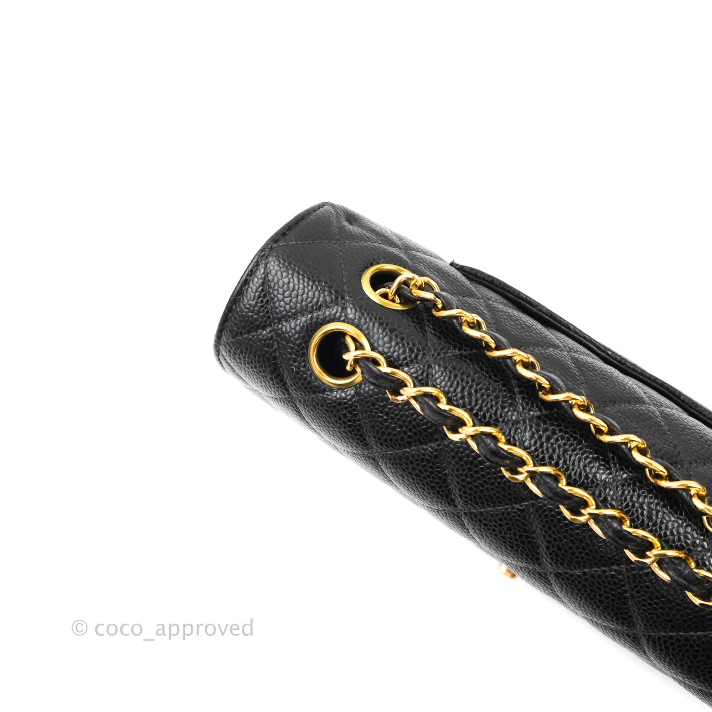 Chanel Vintage Quilted M/L Medium Double Flap Black Caviar 24K Gold Hardware