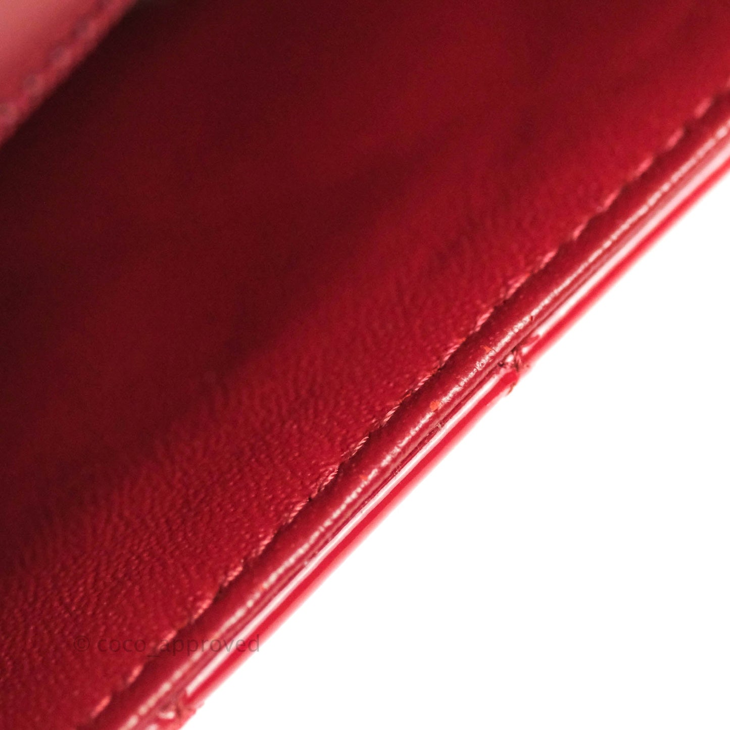 Chanel Quilted Mini Rectangular Flap Red Patent Gun Metal