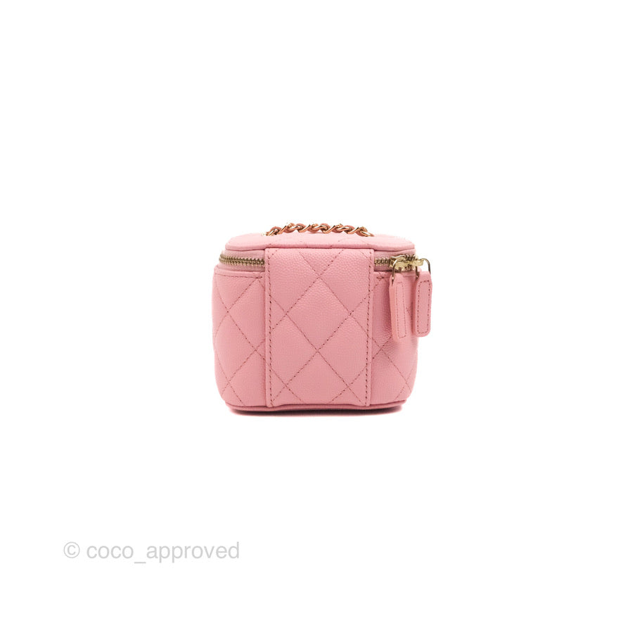 Chanel Mini Vanity With Chain Pink Caviar Gold Hardware