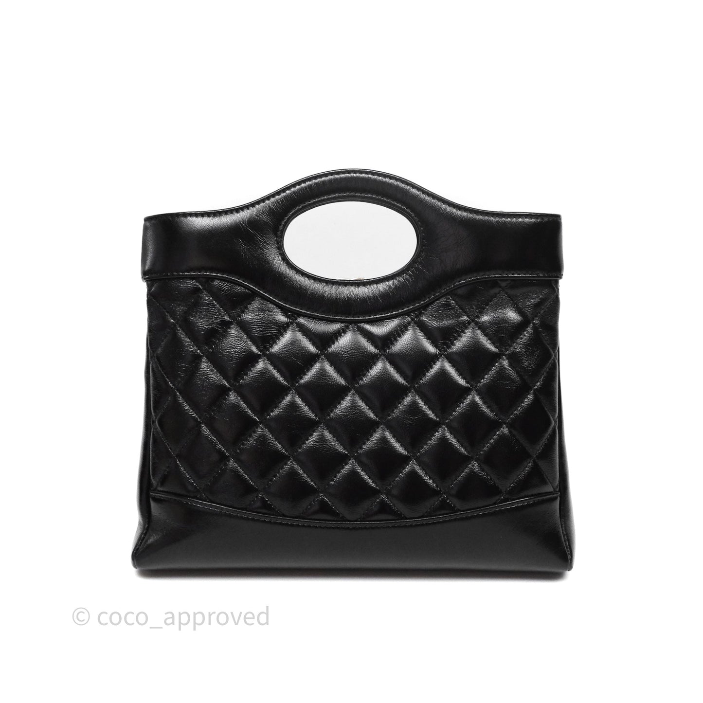 Chanel 31 Small Shopping Bag Shiny Lambskin Black Gold Hardware
