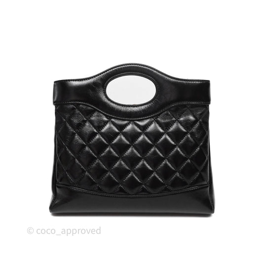 Chanel 31 Small Shopping Bag Shiny Lambskin Black Gold Hardware