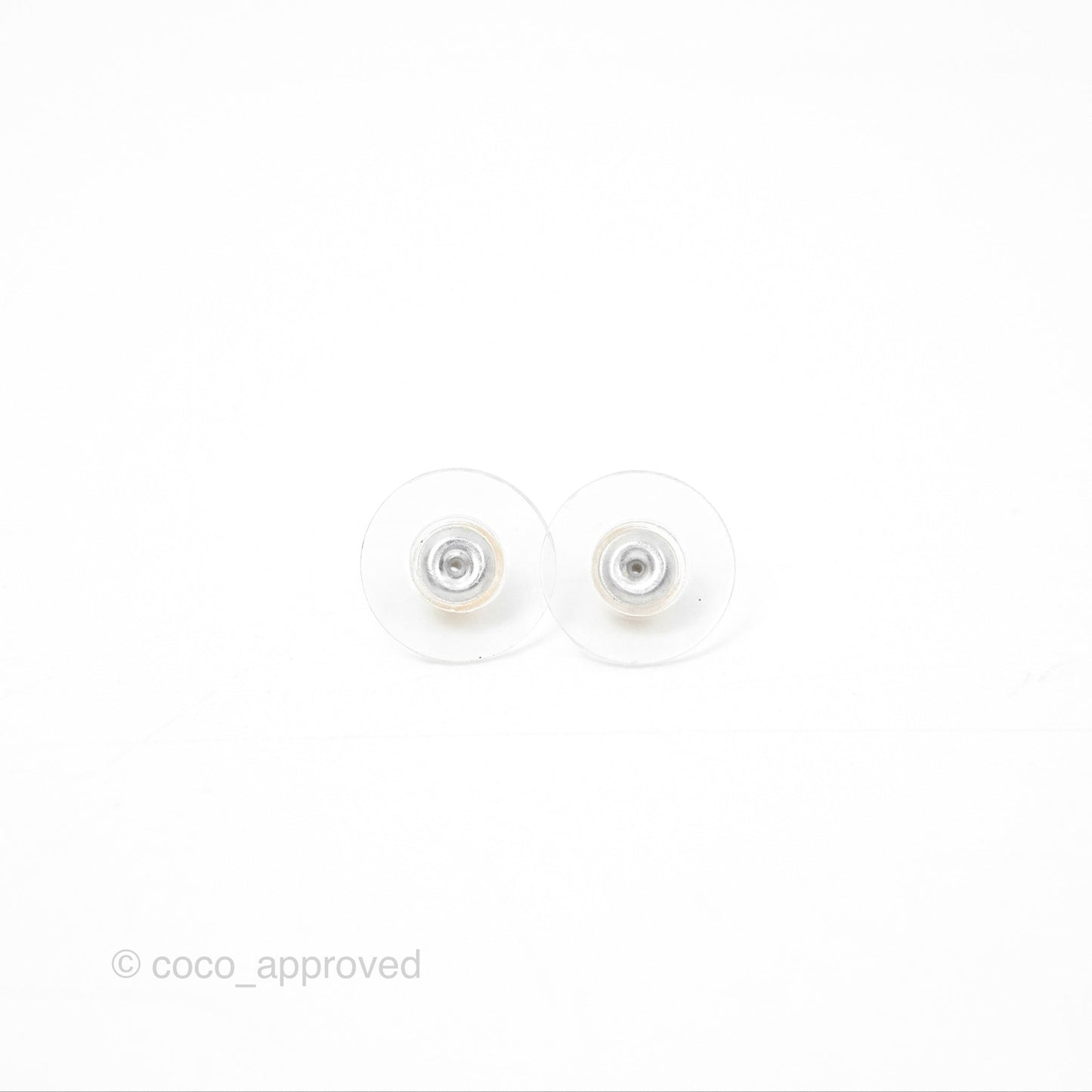 Chanel CC Round White Earrings Gold Tone