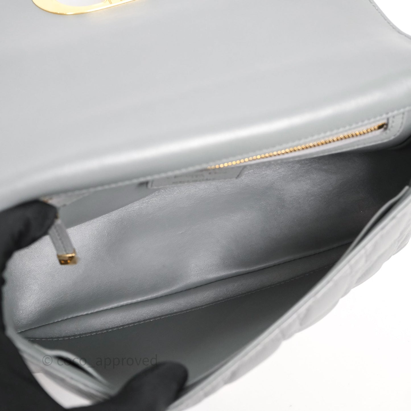 Christian Dior Caro Bag Medium Stone Grey Cannage Calfskin Gold Hardware