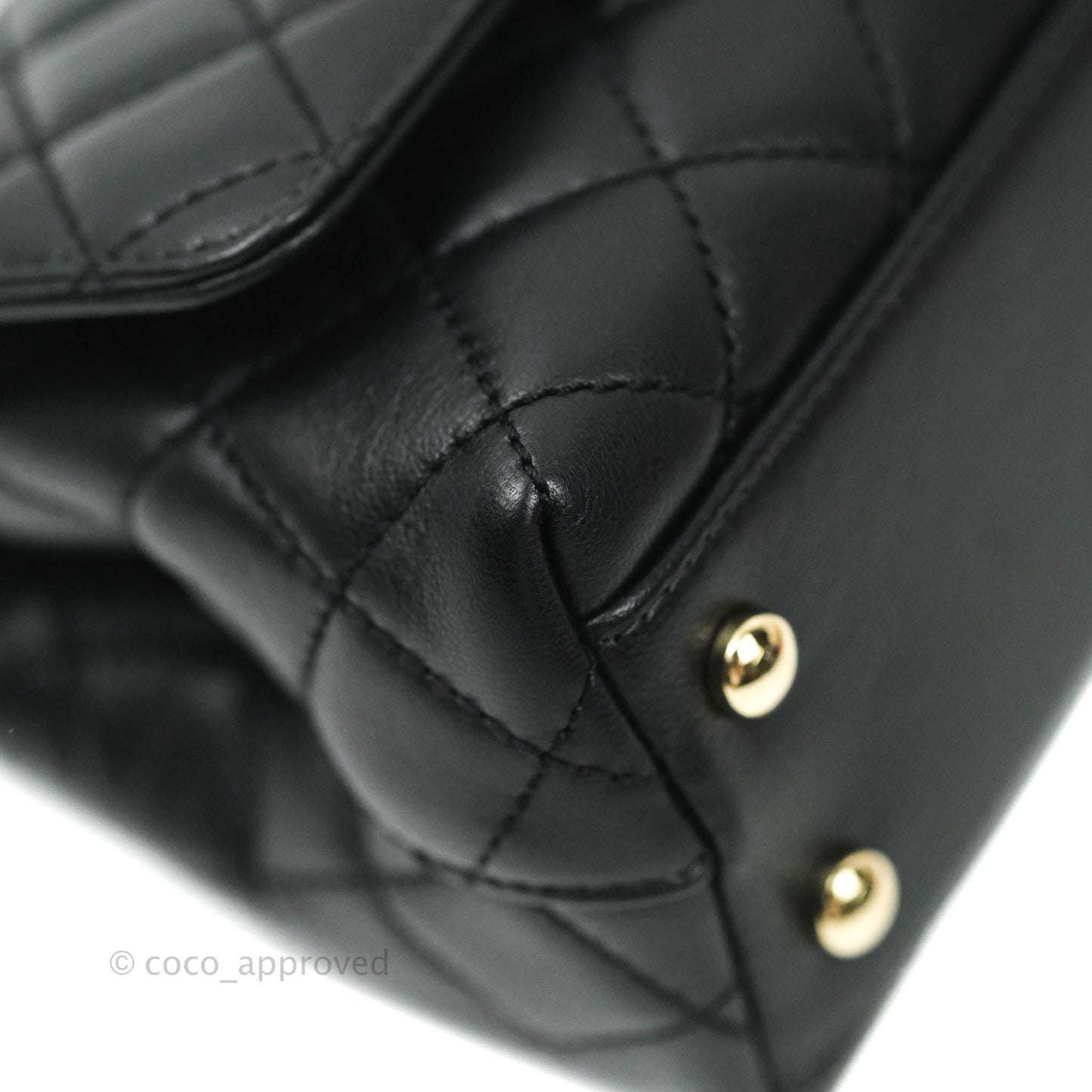 Chanel Quilted Extra Mini Rainbow Coco Handle Bag Lambskin Black Gold Hardware