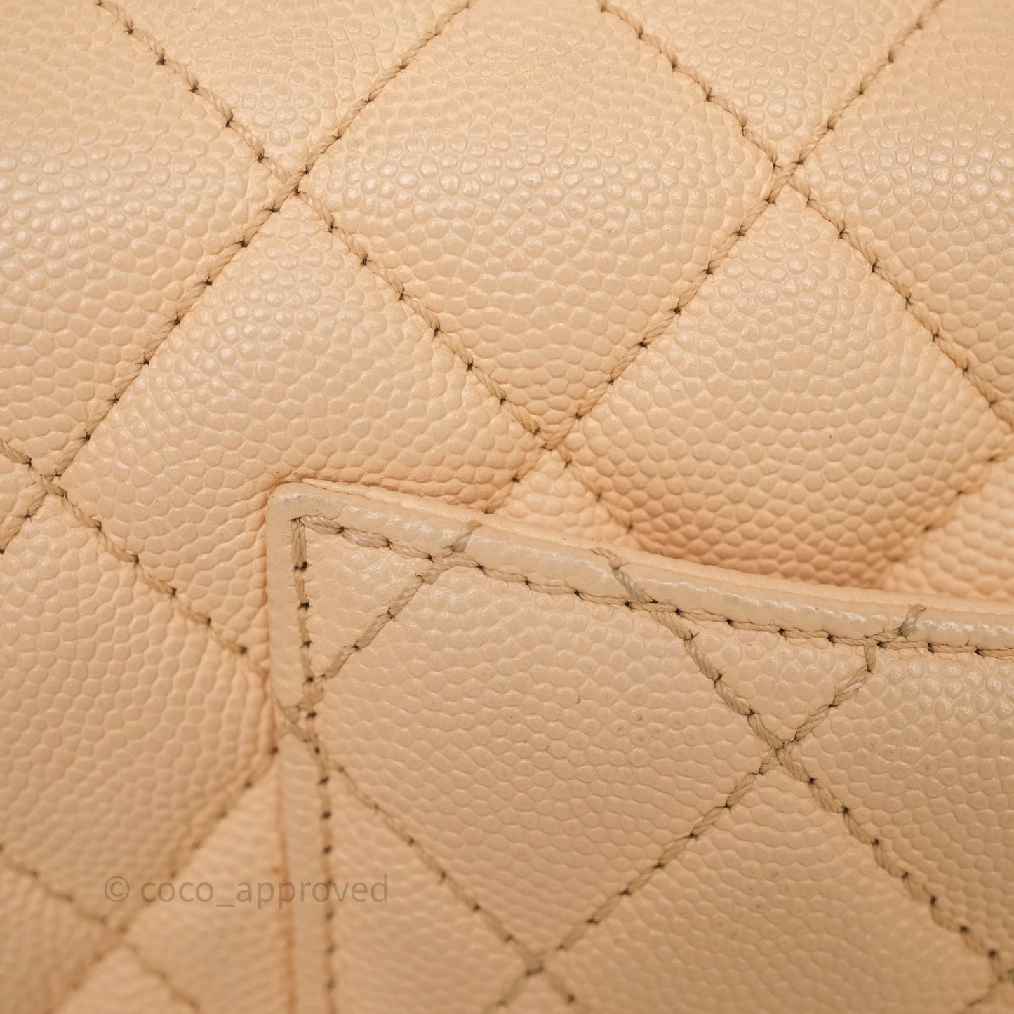 Chanel Small Coco Handle Quilted Beige Caviar Aged Gold Hardware
