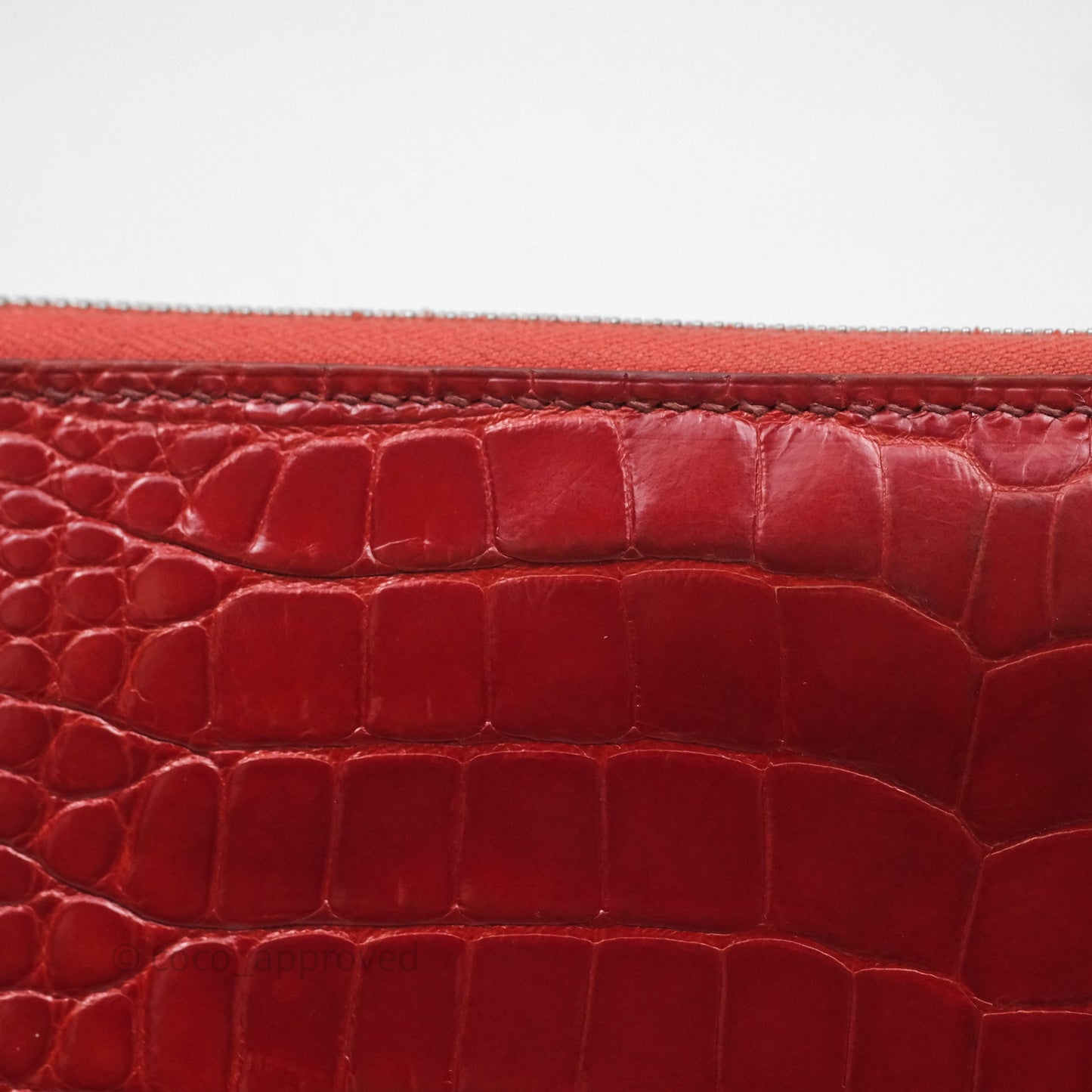 Hermès Azap Wallet Red Alligator Palladium Hardware