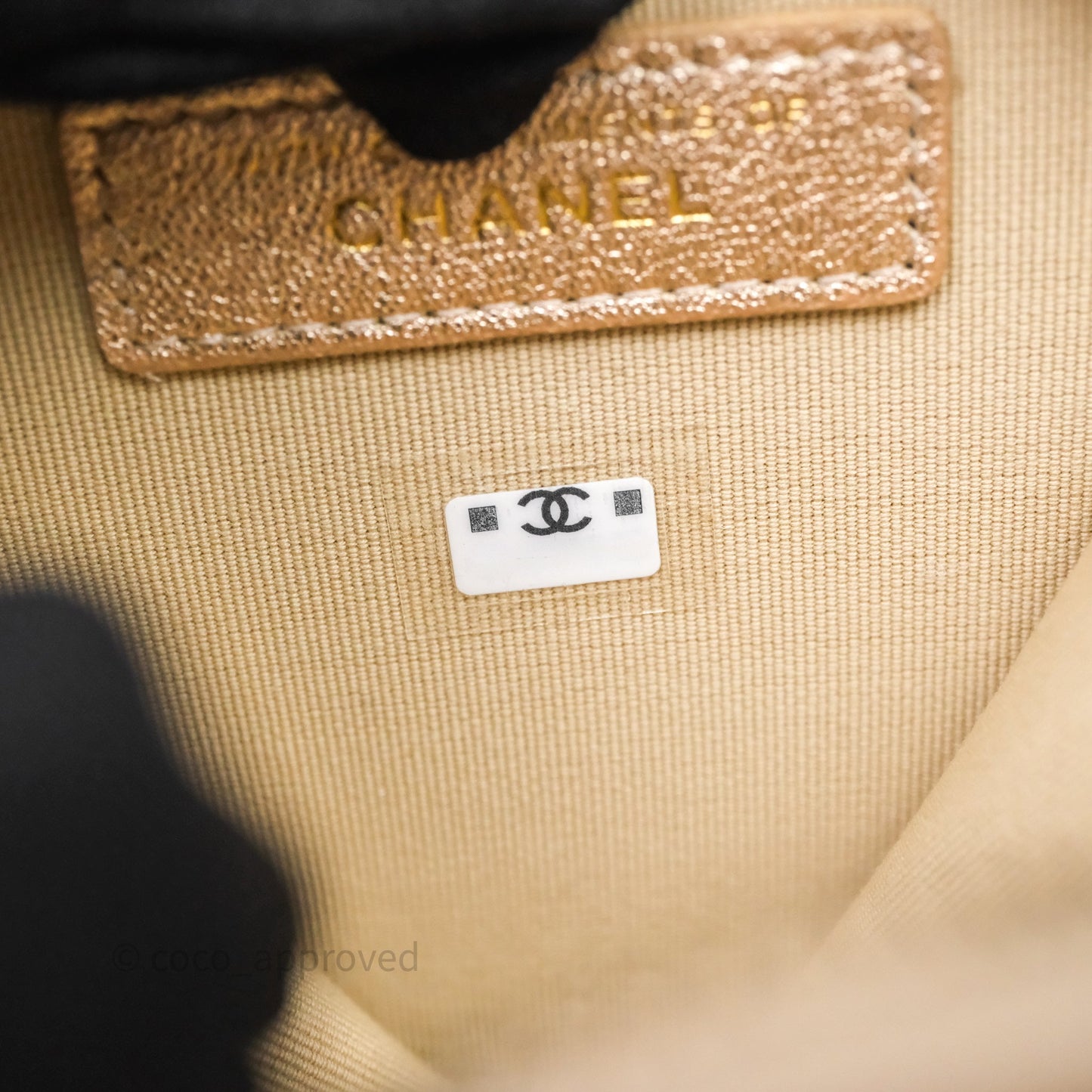 Chanel Quilted Round Coin Purse With Airpods Case Lambskin Metallic Gold Gold Hardware
