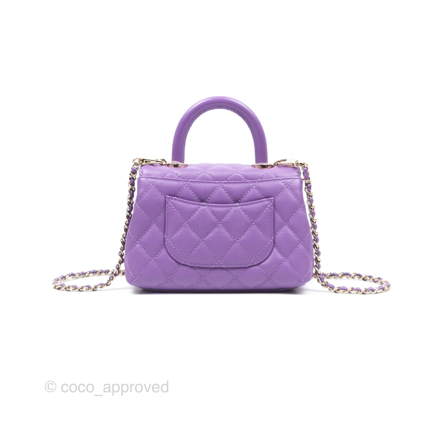 Chanel Quilted Mini Coco Handle Caviar Purple Gold Hardware