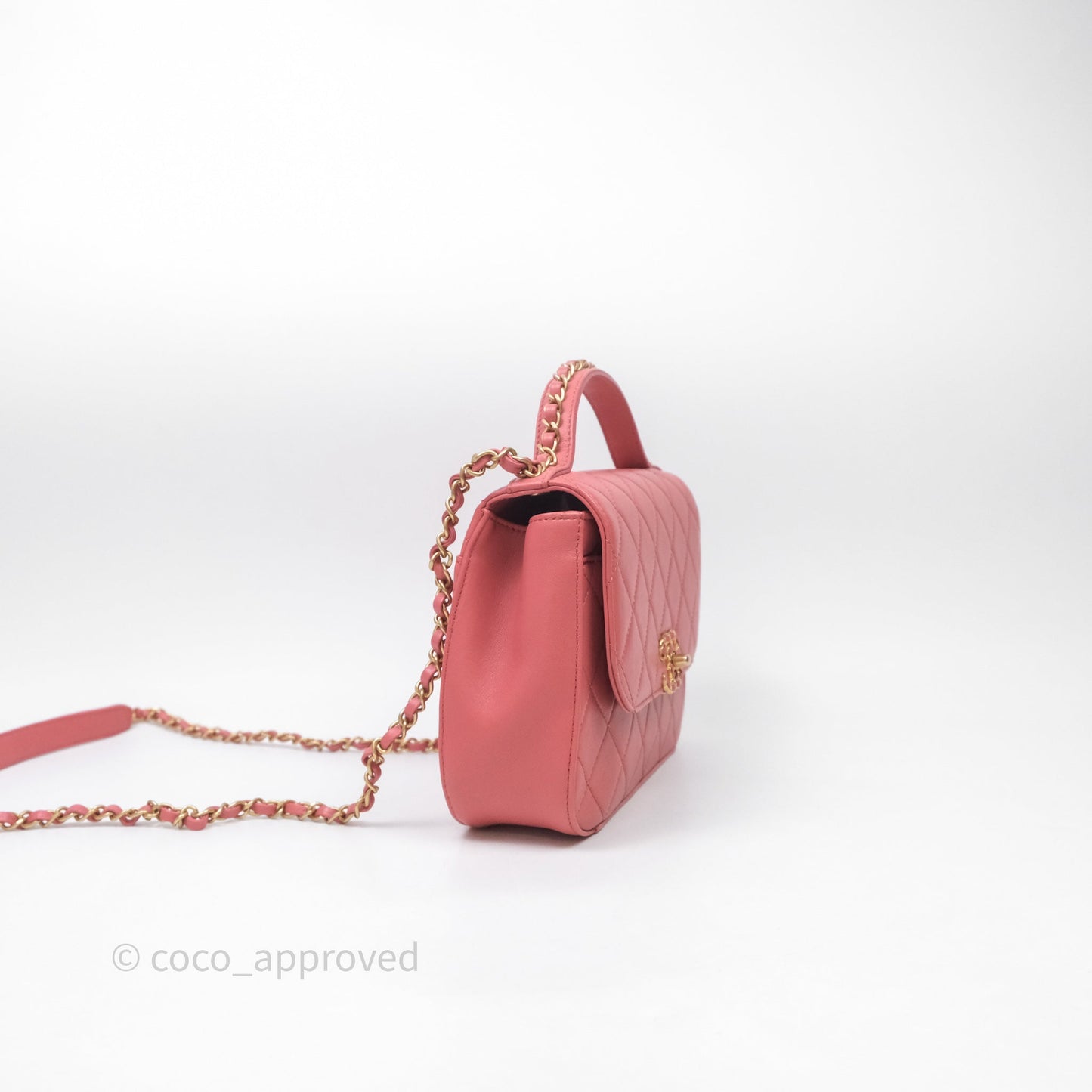 Chanel Quilted Chain Infinity Handle Bag Pink Lambskin Aged Gold Hardware