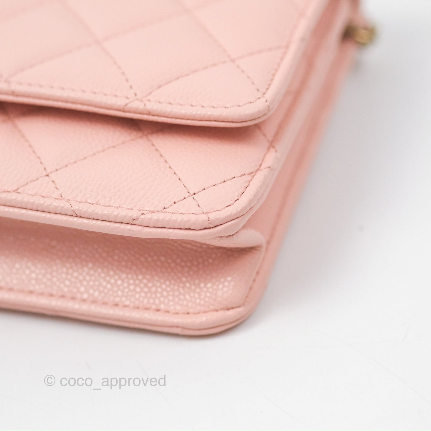 Chanel Quilted Classic Wallet on Chain WOC Light Pink Caviar Gold Hardware