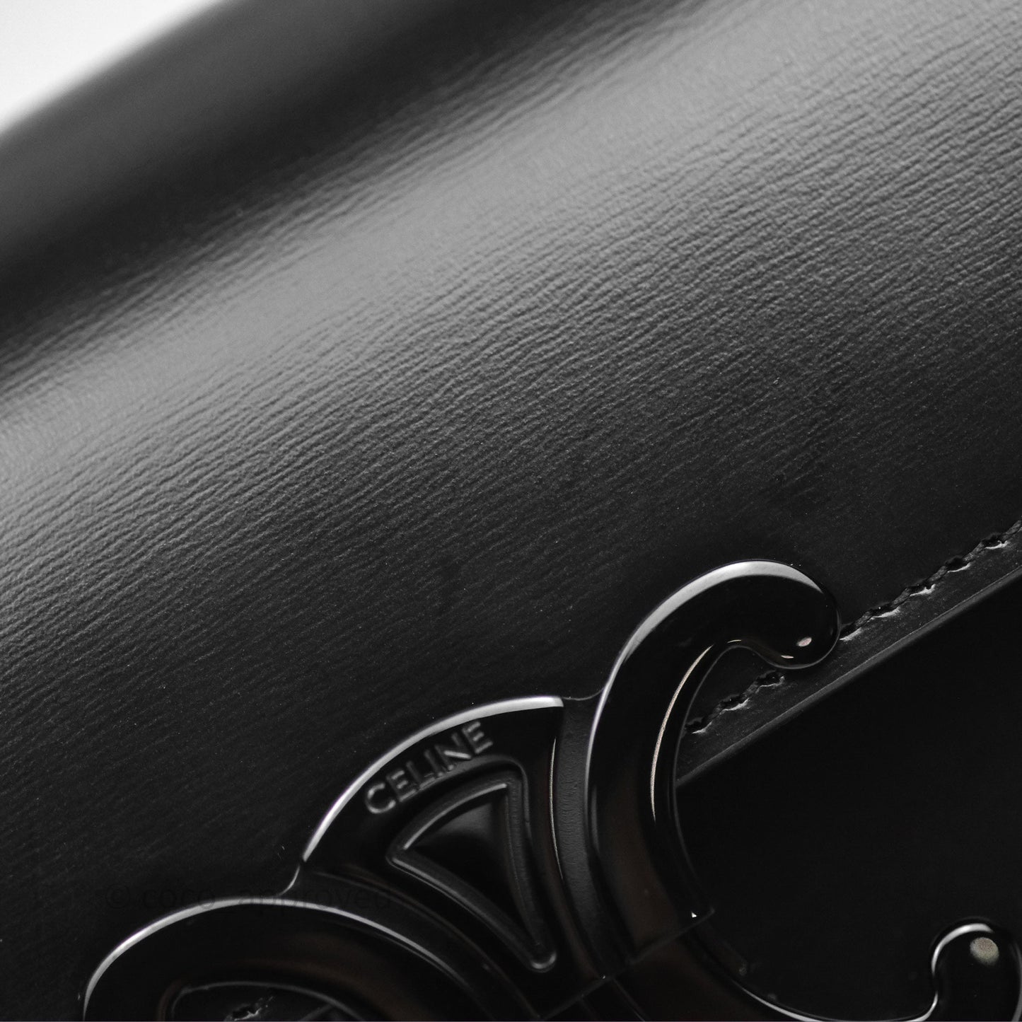 Celine Triomphe Chain Shoulder Bag So Black Shiny Calfskin