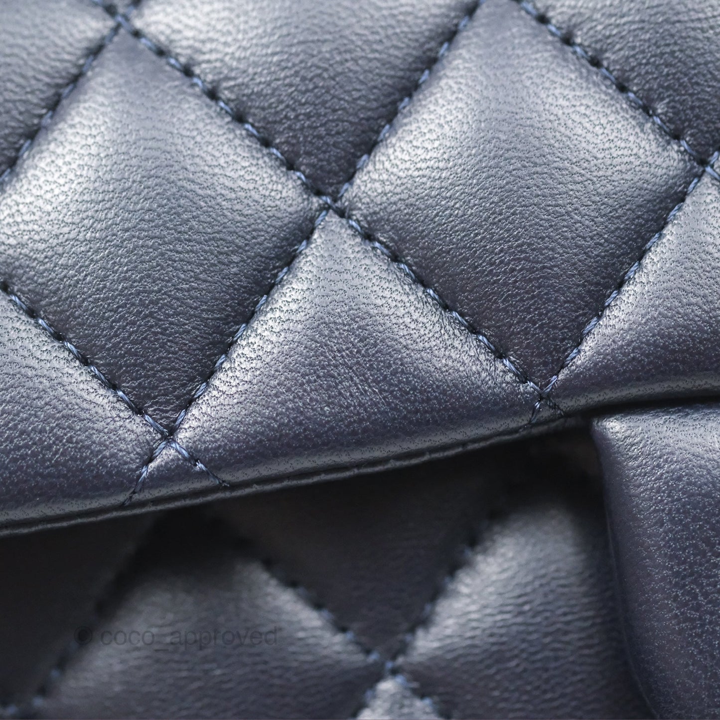 Chanel Top Handle Mini Rectangular Flap Bag Navy Lambskin Gold Hardware