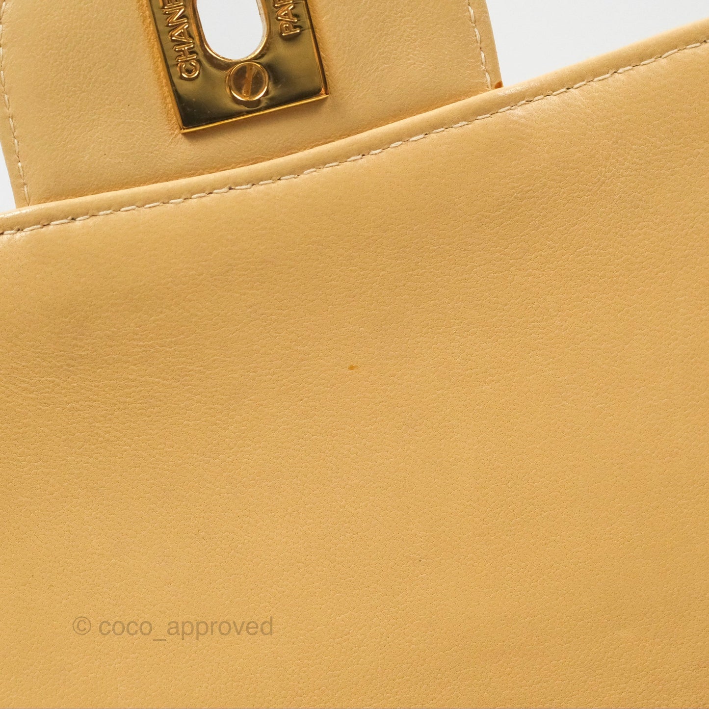 Chanel Vintage Double Sided Flap Bag Quilted Beige Lambskin Gold Hardware