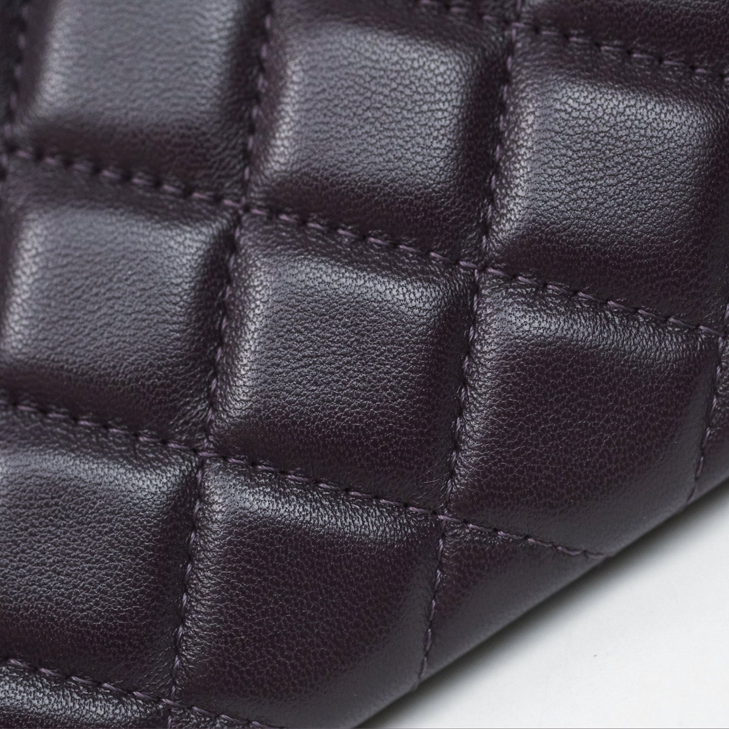Chanel Quilted Small O Case Dark Purple Lambskin Silver Hardware
