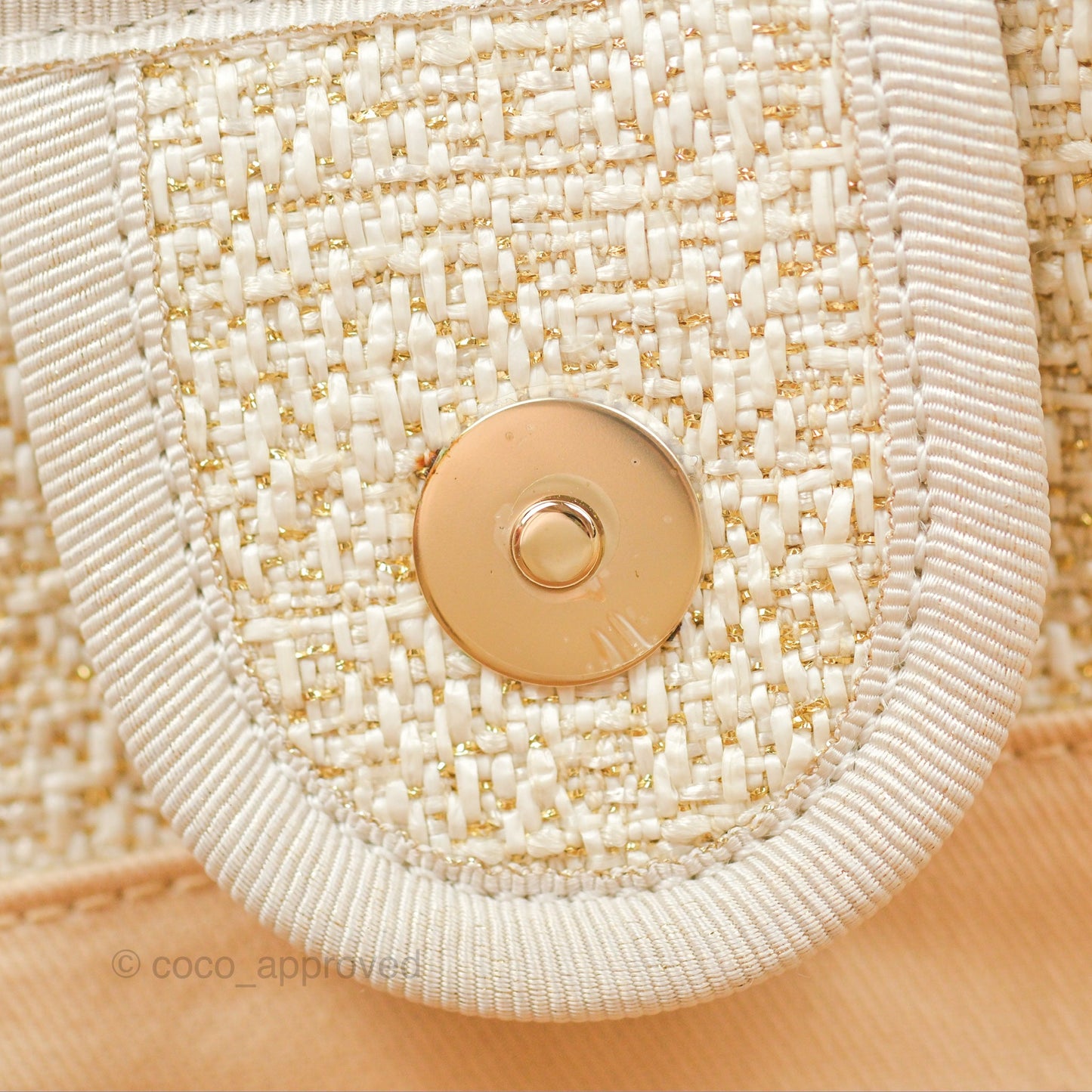 Chanel Medium Deauville Tote Ivory Lurex Boucle Gold Hardware