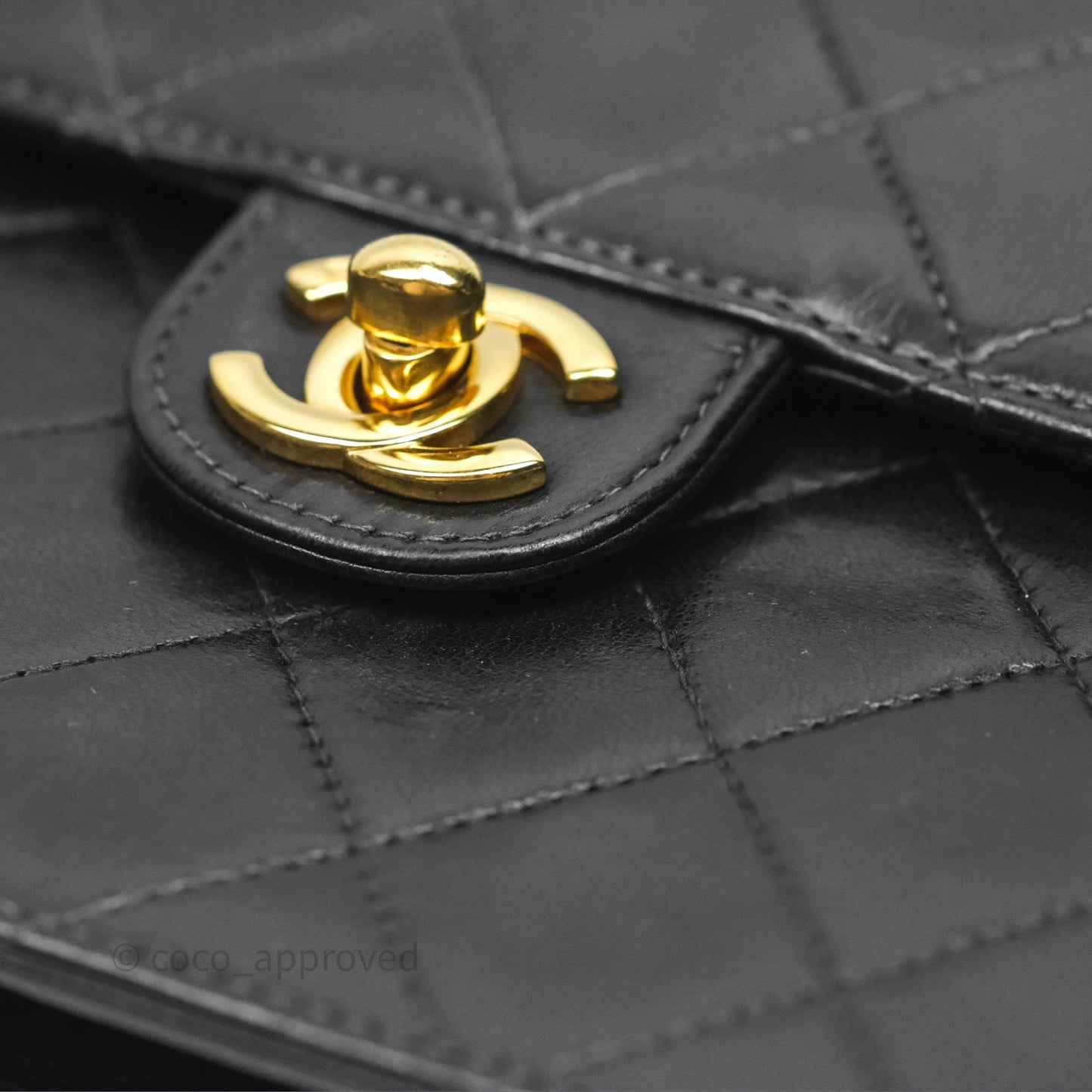Chanel Vintage Quilted Flap Bag Black Lambskin 24K Gold Hardware