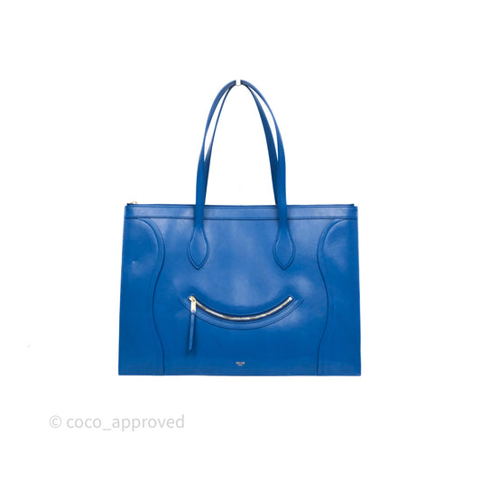 Celine Flat Luggage Tote Bag Blue Calfskin